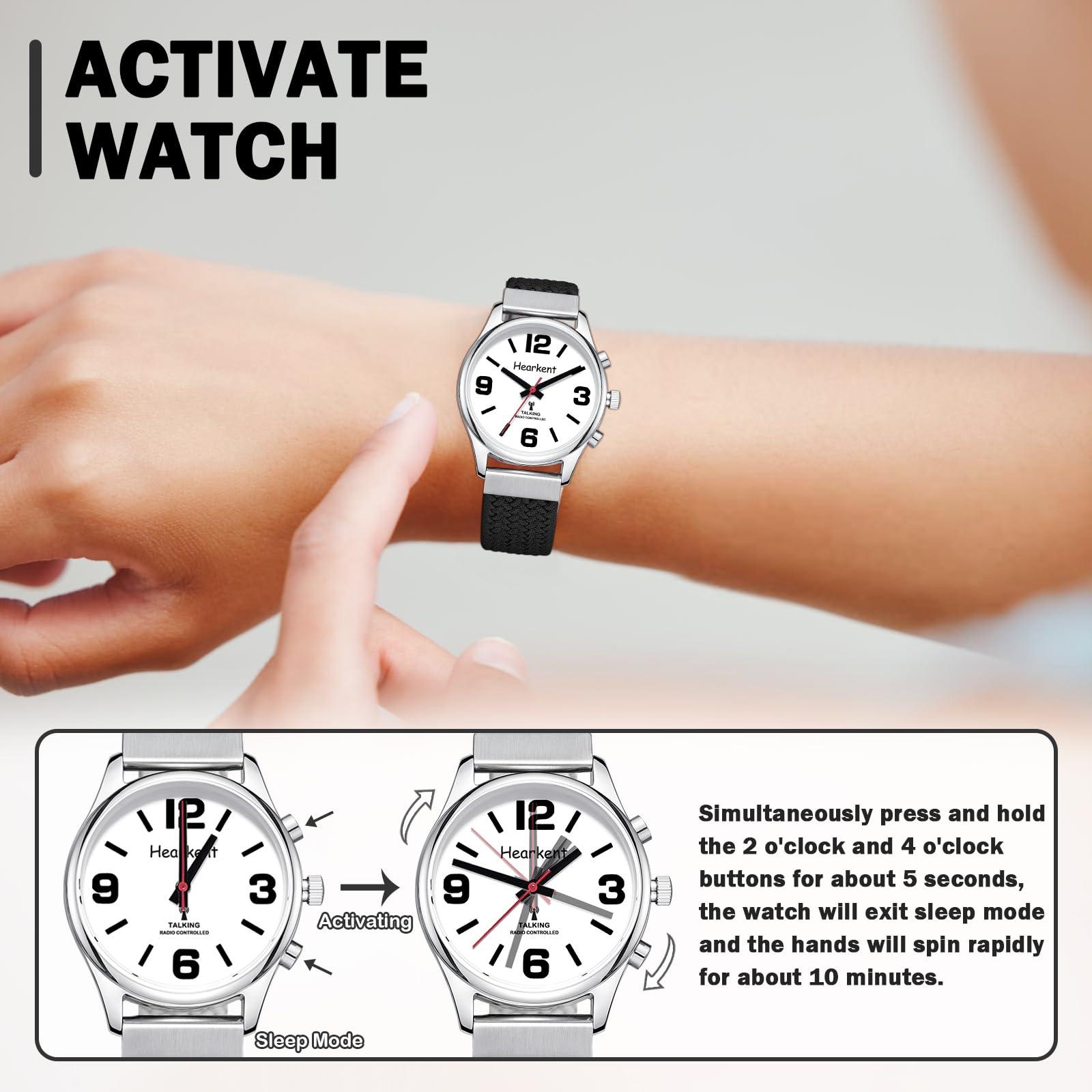 Hearkent Hearkent Talking Watch for Visually Impaired and Seniors Large Numbers, Voice Watch for Blind and Elderly, Talking Watch with Clear American Accent Women(Black)