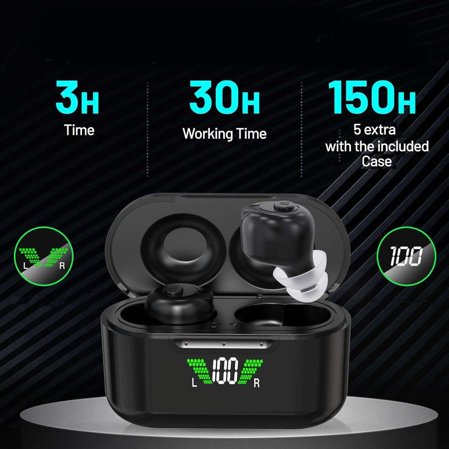 MEDca Rechargeable Hearing Aids with Bluetooth for Seniors and Adults - Digital Personal Sound Hearing Amplifiers Pair w/Charging HD LCD Carrying Case, Active Noise Cancelling, No-Programming, Easy to Use