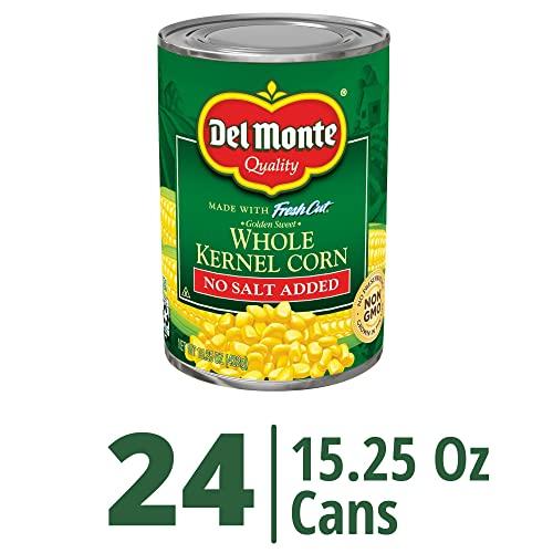 Del Monte Del Monte Canned Golden Sweet Whole Kernel Corn No Salt Added, 15.25 Ounce (Pack of 24) Canned Corn
