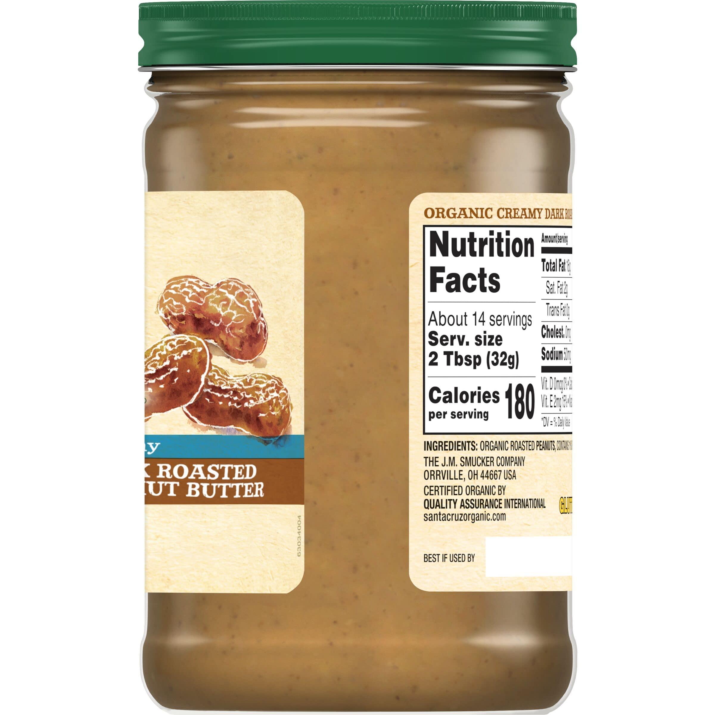 Santa Cruz ORGANIC Santa Cruz Organic Dark Roasted Creamy Peanut Butter, 16 Ounce (Pack of 6)