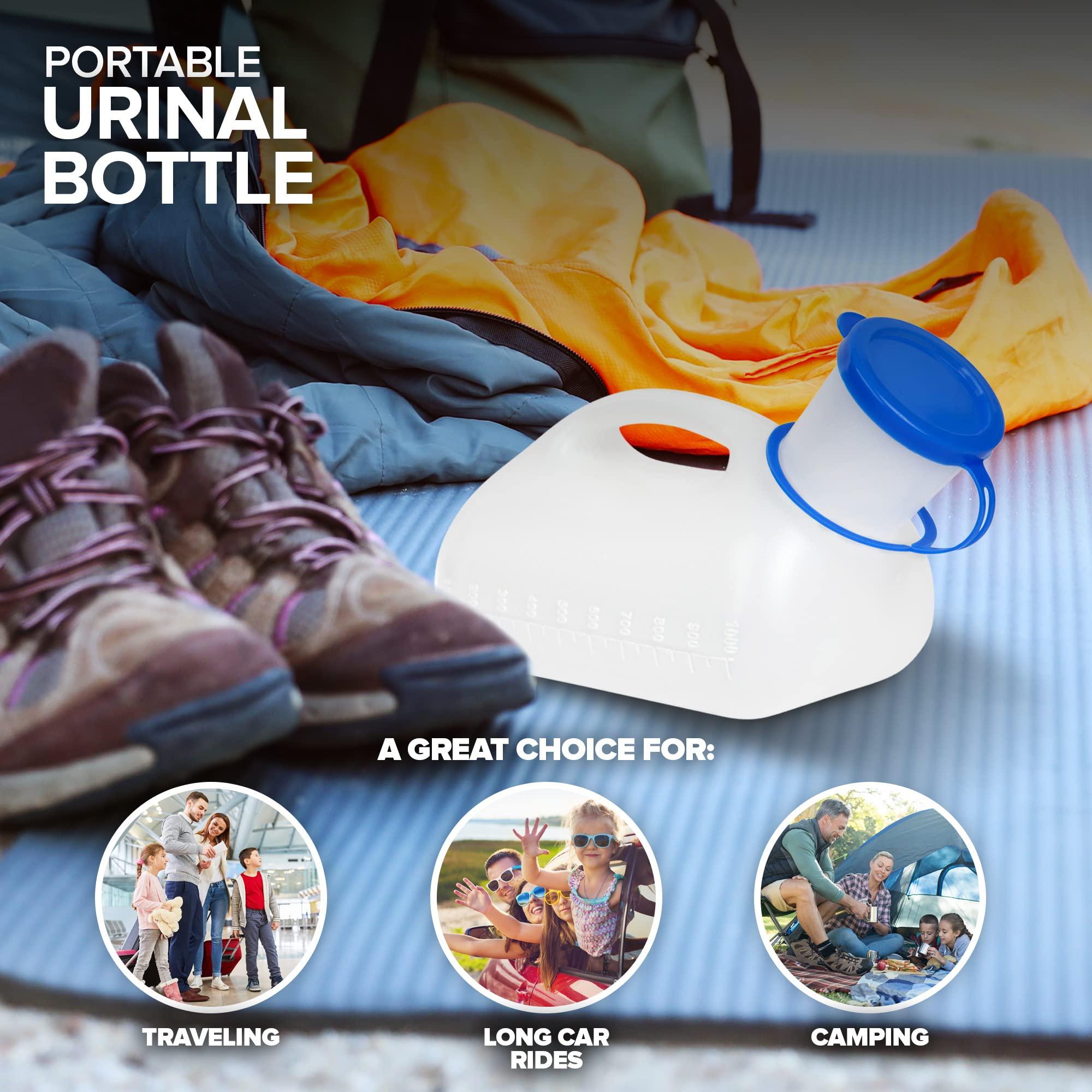 Stock Your Home Unisex Urinal Bottle (1 Pack) - Portable Urinal for Women & Men - Female Urinal with Lid - 32 Oz Female Urination Device - Women Pee Funnel Cup for Emergency, Travel, Car & Camping - Stock Your Home