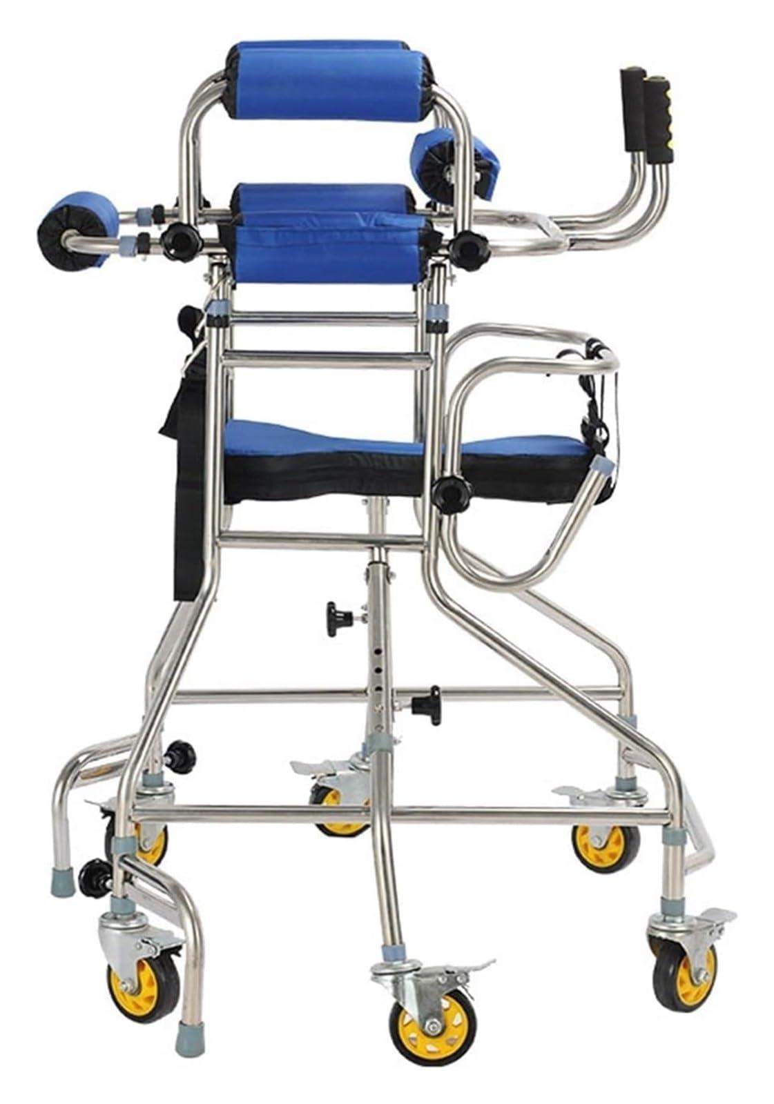 AMydio Standing Walker Medical Walker Rollator Walker with 6 Wheels and Seat Adult Standing Walking Frame Stainless Steel Anti-Rollover Rehabilitation Training Mobility Aid for The Elderly