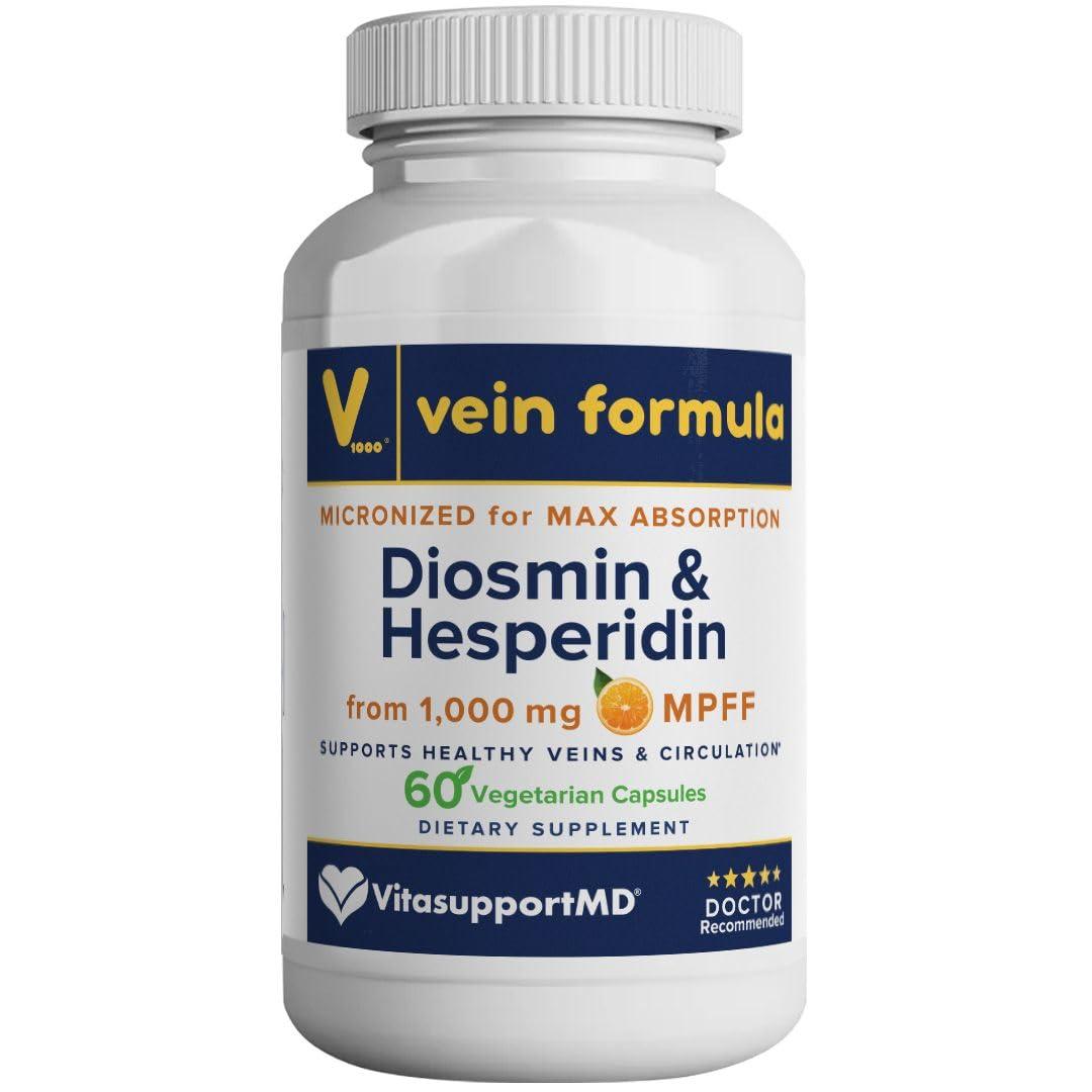 VITASUPPORTMD VITASUPPORTMD Vein Formula - Diosmin Hesperidin 1000 mg from MPFF, 60 Capsules, Blood Circulation and Leg Vein Supplements, Micronized Bioflavonoids for Vein Health