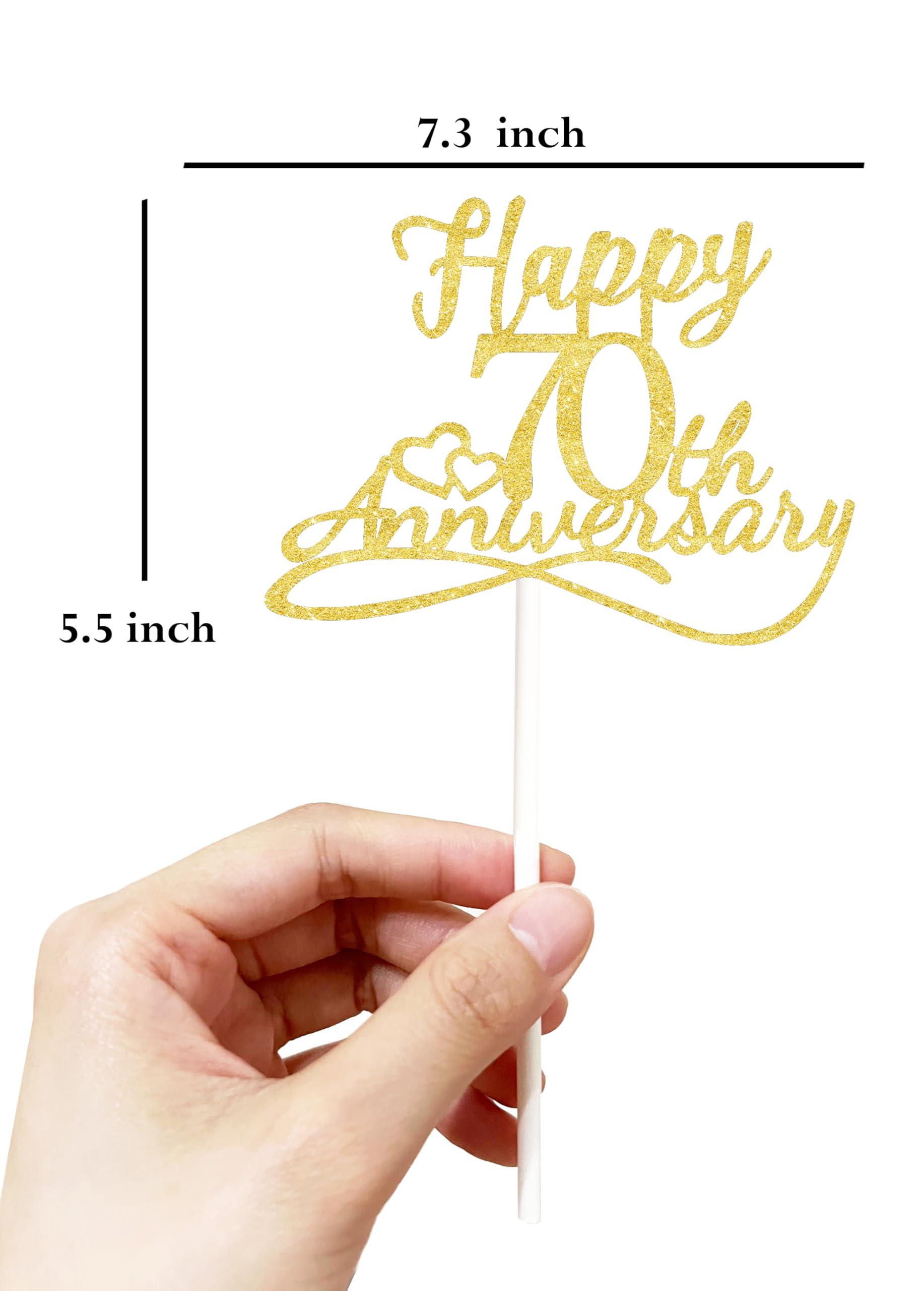 veegood Happy 70th Anniversary Cake Toppers - 70th Wedding Anniversary Decorations, 70th anniversary cake topper, 70th Anniversary Party Decorations,70 year anniversary decorations