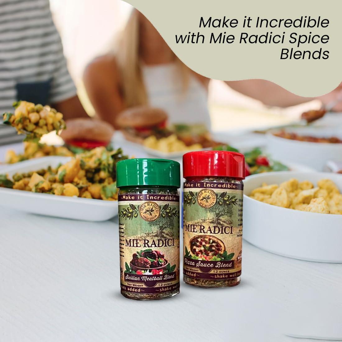 Mie Radici Mie Radici Variety Pack of Spices Blends - Fresh Dried Herbs - No Salt or Chemicals Added - Comes in Various Flavors | Original Sicilian Spice, Award Winning Pizza Blend, Sicilian Meatball Blend (Meatball + Sicilian + Pizza Sauce)