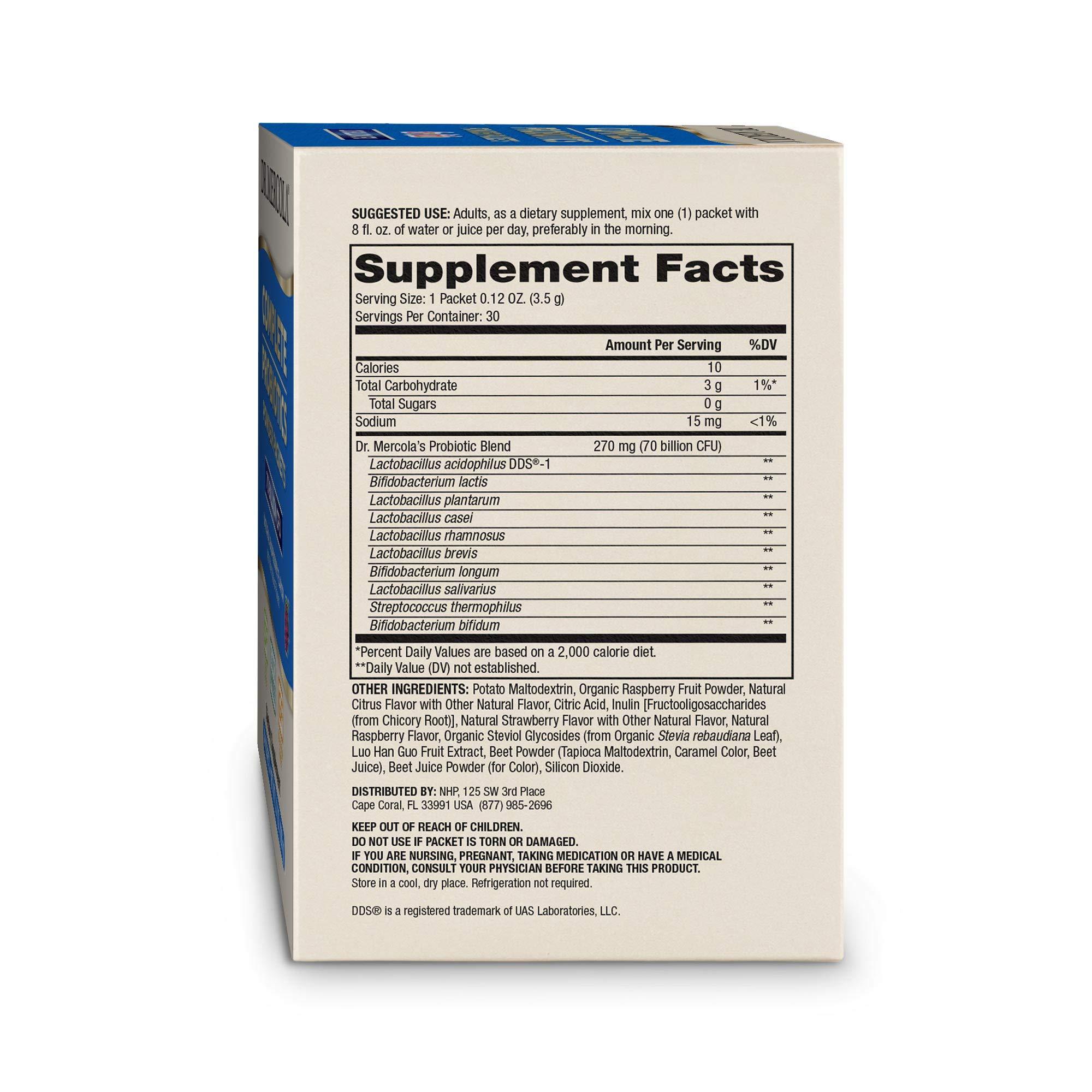 Dr. Mercola Dr. Mercola Complete Probiotics Powder Packets, 30 Servings (30 Packets), 70 Billion CFU, Natural Raspberry Flavor, Dietary Supplement, Digestive & Immune Support, Non-GMO