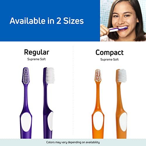 TEPE TEPE Supreme Toothbrush, Soft Bristle Toothbrush, Tapered Brush Head for Sensitive Teeth and Gum Care, Adult, 3 Pack