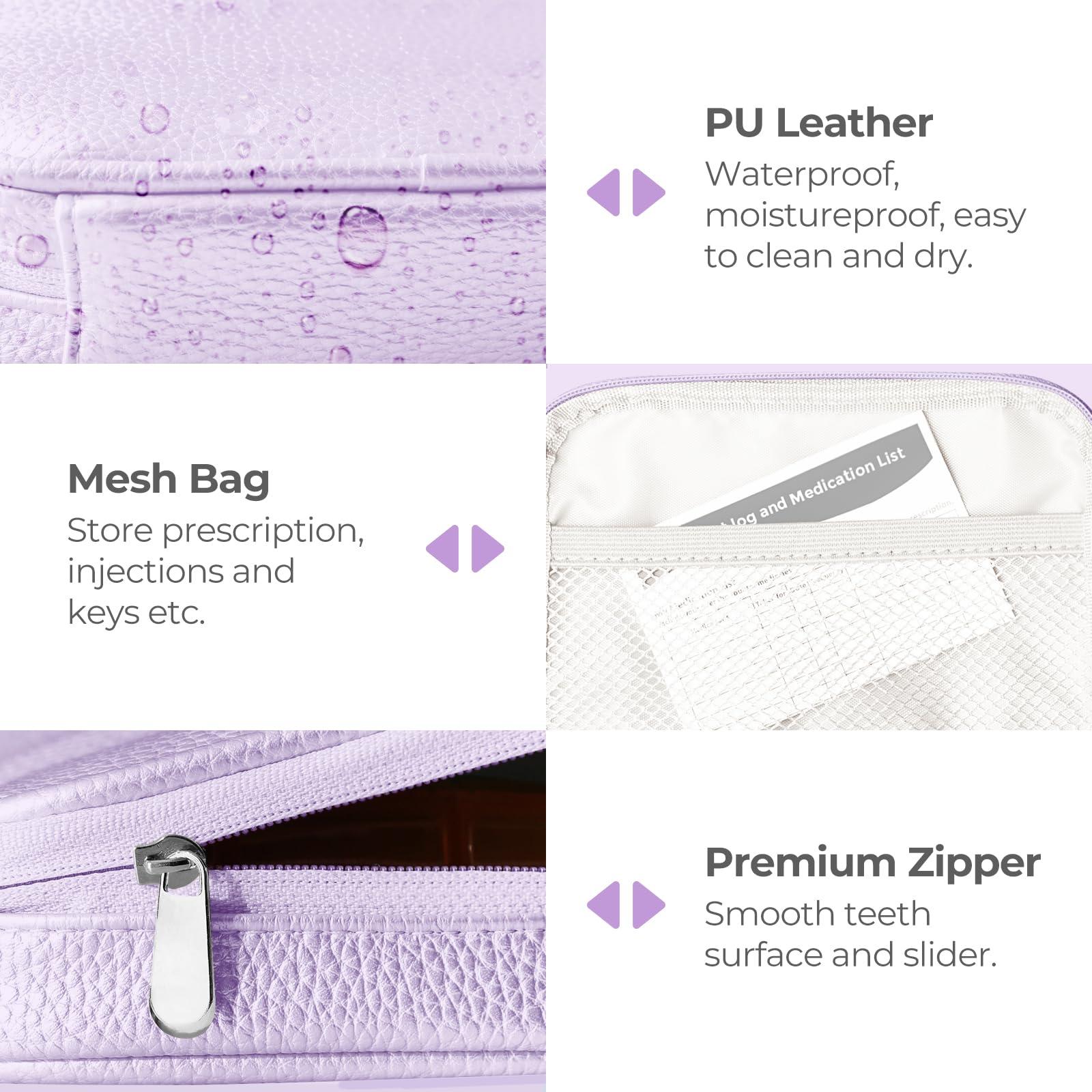 AMOOS AMOOS Cute Pill Organizer 3 Times a Day, Large Daily Pill Case for Women, Portable Pill Box 7 Day for Purse with Bag & Zipper to Hold Vitamins, Medications, Fish Oils, Supplements (Purple)