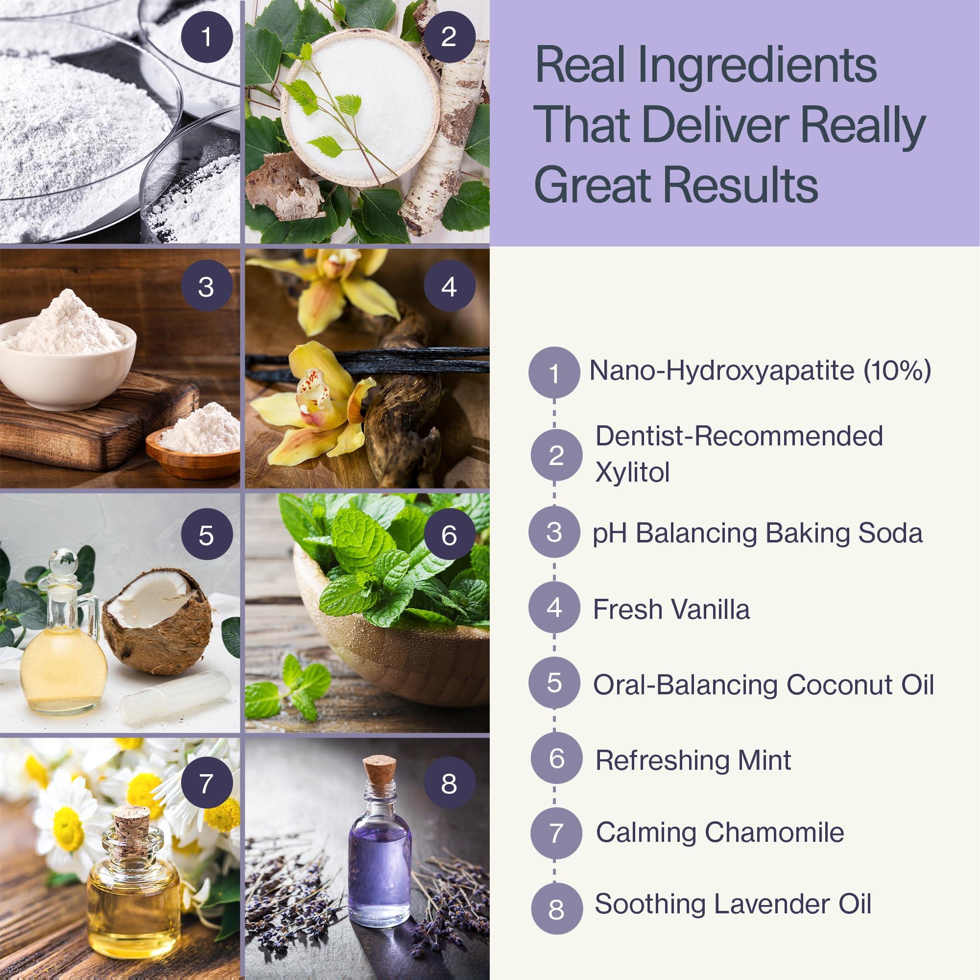 ELIMS Elims Nano Hydroxyapatite Toothpaste  Fluoride-Free, Xylitol Remineralizing, Whitening for Sensitive Teeth, SLS-Free, Lavender Vanilla Mint Toothpaste for Adults & Kids, 4oz