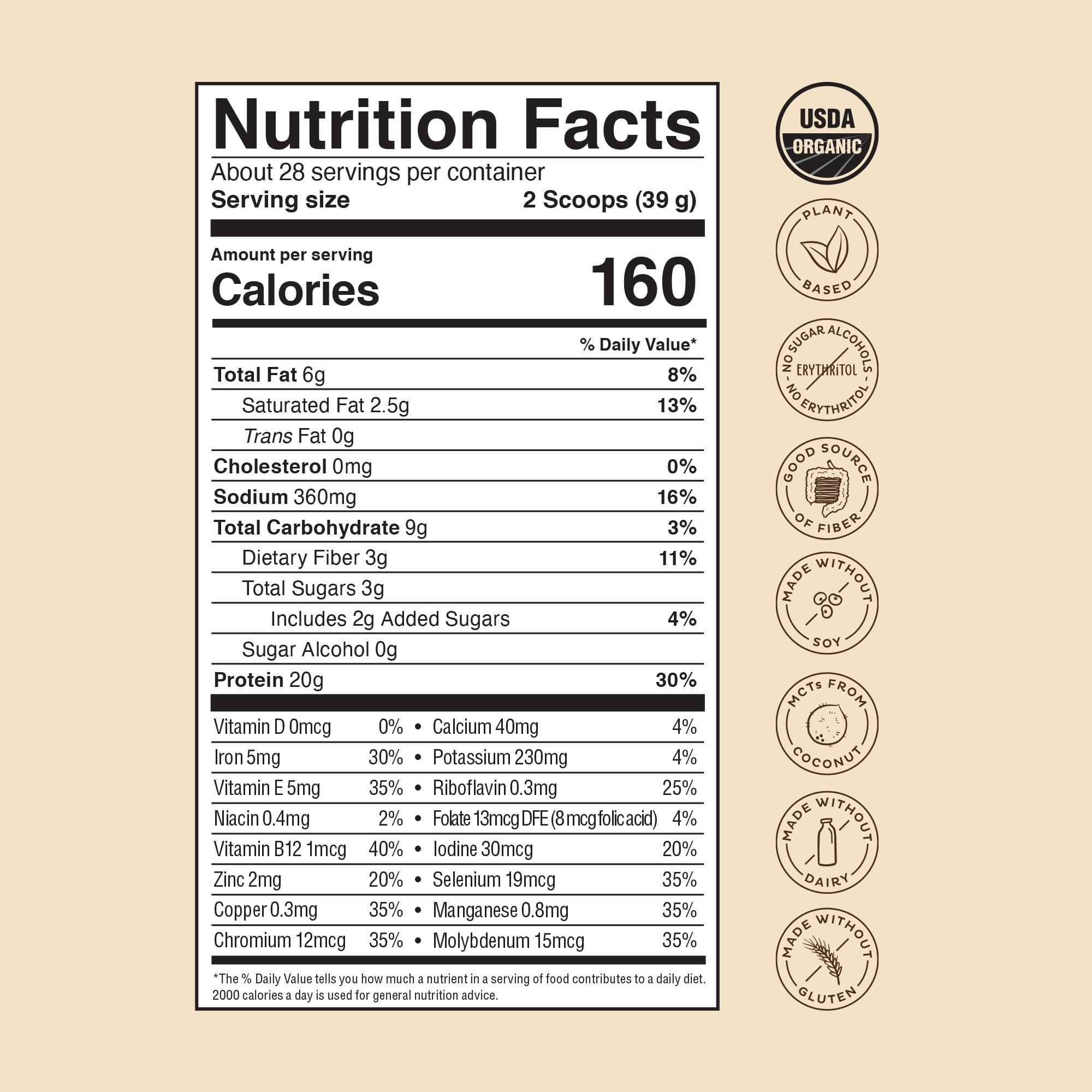 KOS KOS Organic Plant Based Protein Powder, Chocolate Peanut Butter - Delicious Vegan Protein Powder Meal Replacement - Keto Friendly, Gluten Free, Dairy Free & Soy Free - 2.4 lbs, 28 Servings