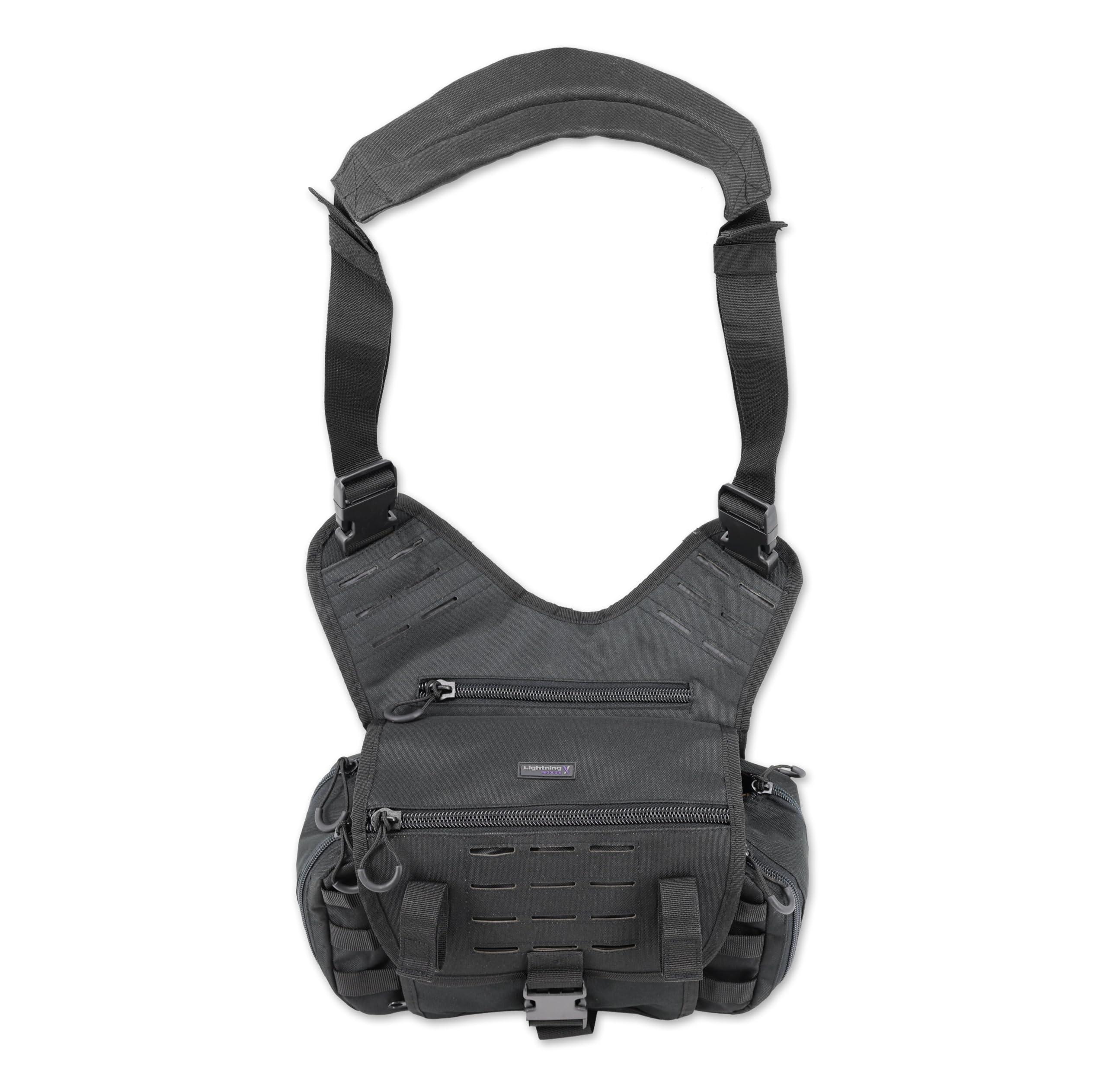 Lightning X Products Lightning X Fully Stocked Tactical Shoulder Sling Pack | MB15-SKA | First Aid Responder Medic Kit - BLACK
