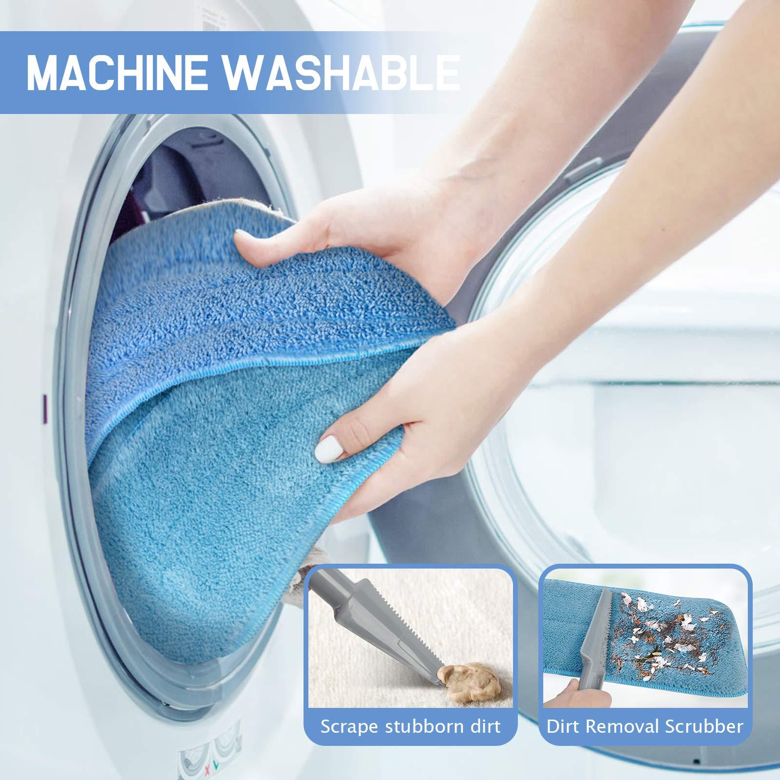 Conliwell 18\" Professional Microfiber Mop Floor Cleaning System, Flat Mop with Stainless Steel Handle, 4 Reusable Washable Mop Pads, Wet and Dust Mopping for Hardwood, Vinyl, Laminate, Tile Cleaning