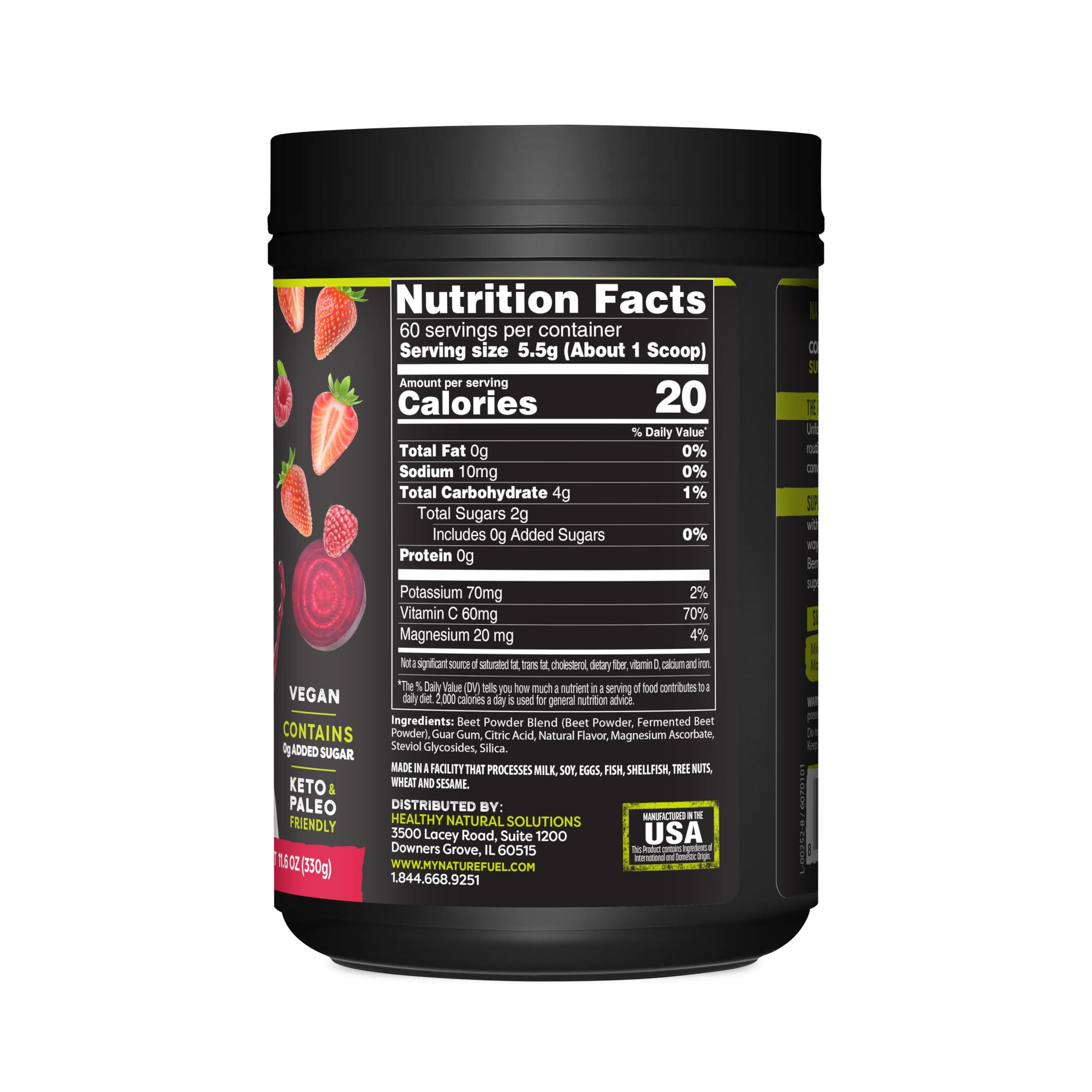 Healthy Delights Nature Fuel Power Beets Powder, Delicious Mixed Berry, Concentrated Superfood Supplement, Supports Circulation, Natural Energy & Stamina, Non-GMO, 60 Servings (Packaging May Vary)