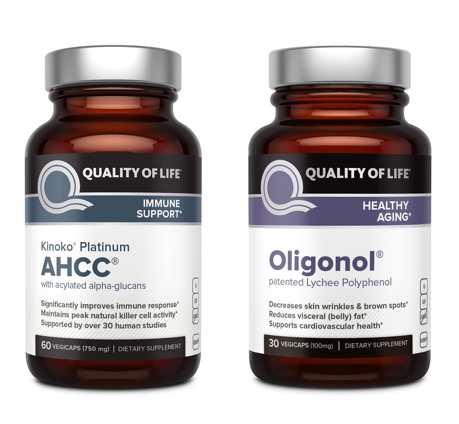 Quality of Life Quality of Life - Kinoko Platinum AHCC 750mg and Oligonol Lychee Extract - Immune Support and Healthy Aging