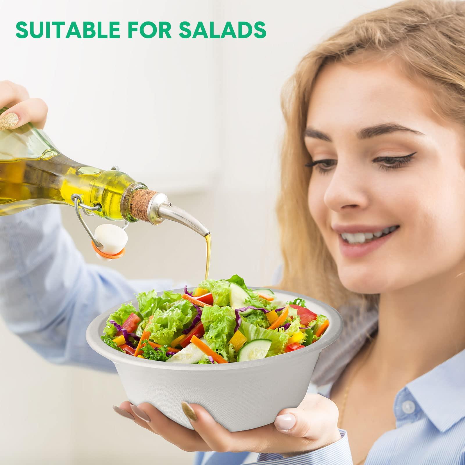 Potchen 300 Pack Disposable Paper Bowls Quality White Bowls Small Sugar Cane Fibers Party for Ice Cream Fruits Salad Soup Hot or Cold Use Catering Picnics Camping and Restaurant Supplies(12 oz,White)