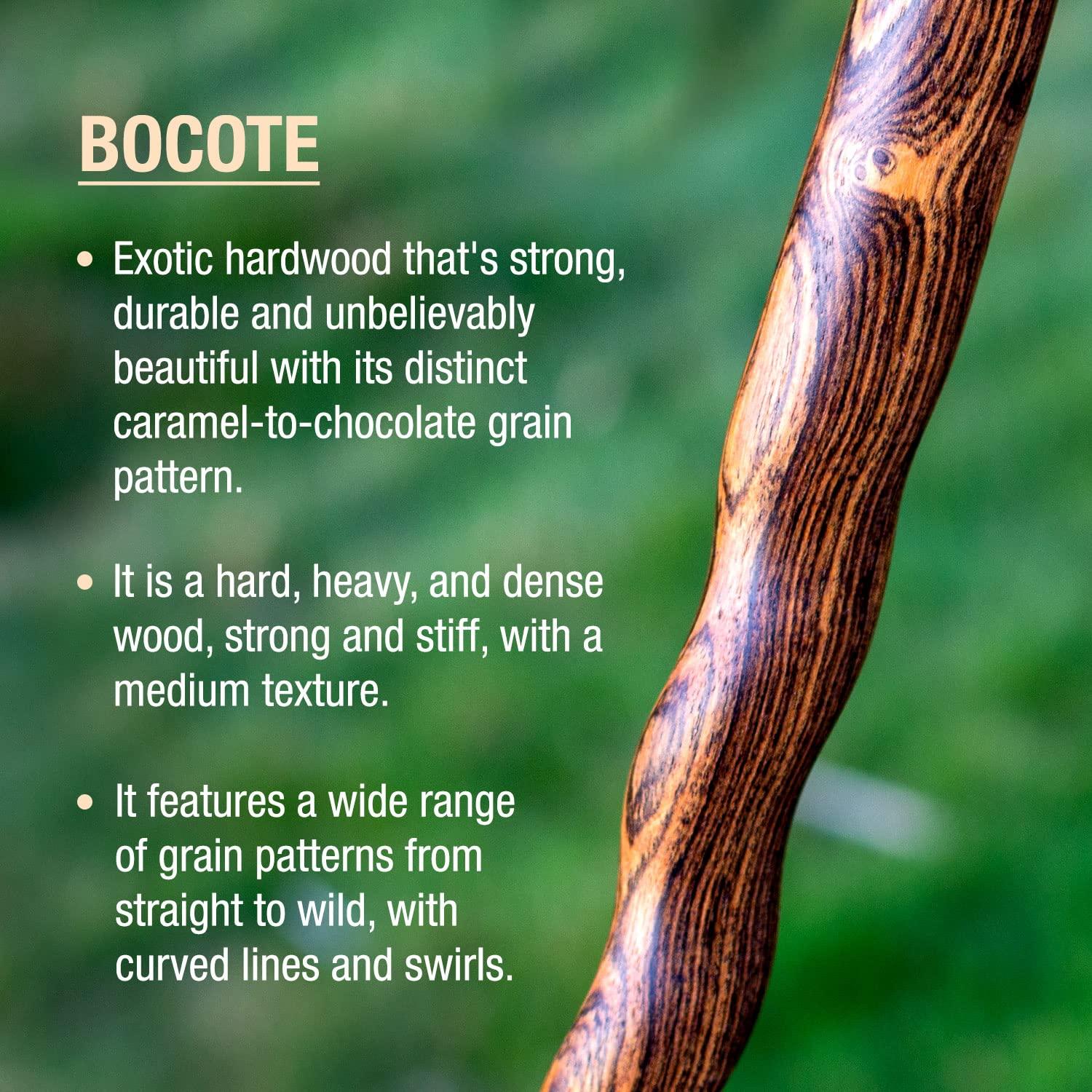Brazos Brazos Handcrafted Wood Walking Cane, Twisted Bocote, Traditional Style Handle, for Men & Women, Made in the USA, 37\"
