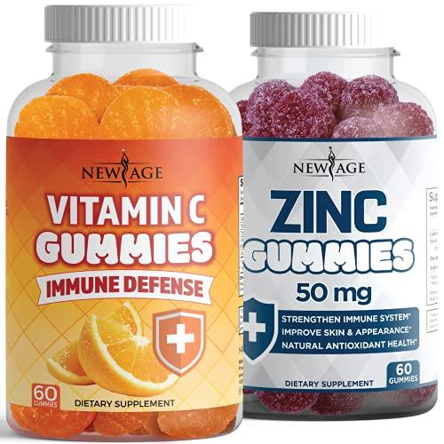 NEW AGE Zinc Gummies - 2 Pack - 50mg High Immune Booster Zinc Supplement, Immune Defense, Powerful Natural Antioxidant, Non-GMO - by New Age (Zinc/Vitamin C)