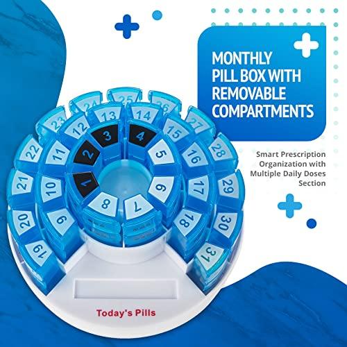 MEDca Monthly Pill Box by MEDca - Smart Prescription Organization with Multiple Daily Doses Section, Removable Compartments Perfect for Travelling