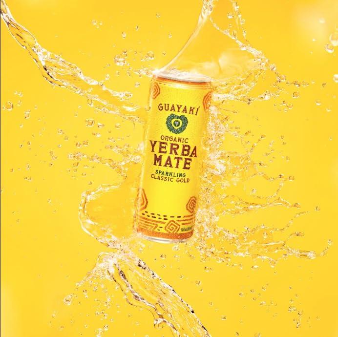 Guayaki Guayaki Yerba Mate, Sparkling Clean Energy Drink Alternative, Organic Classic Gold, 12oz, 120mg Caffeine