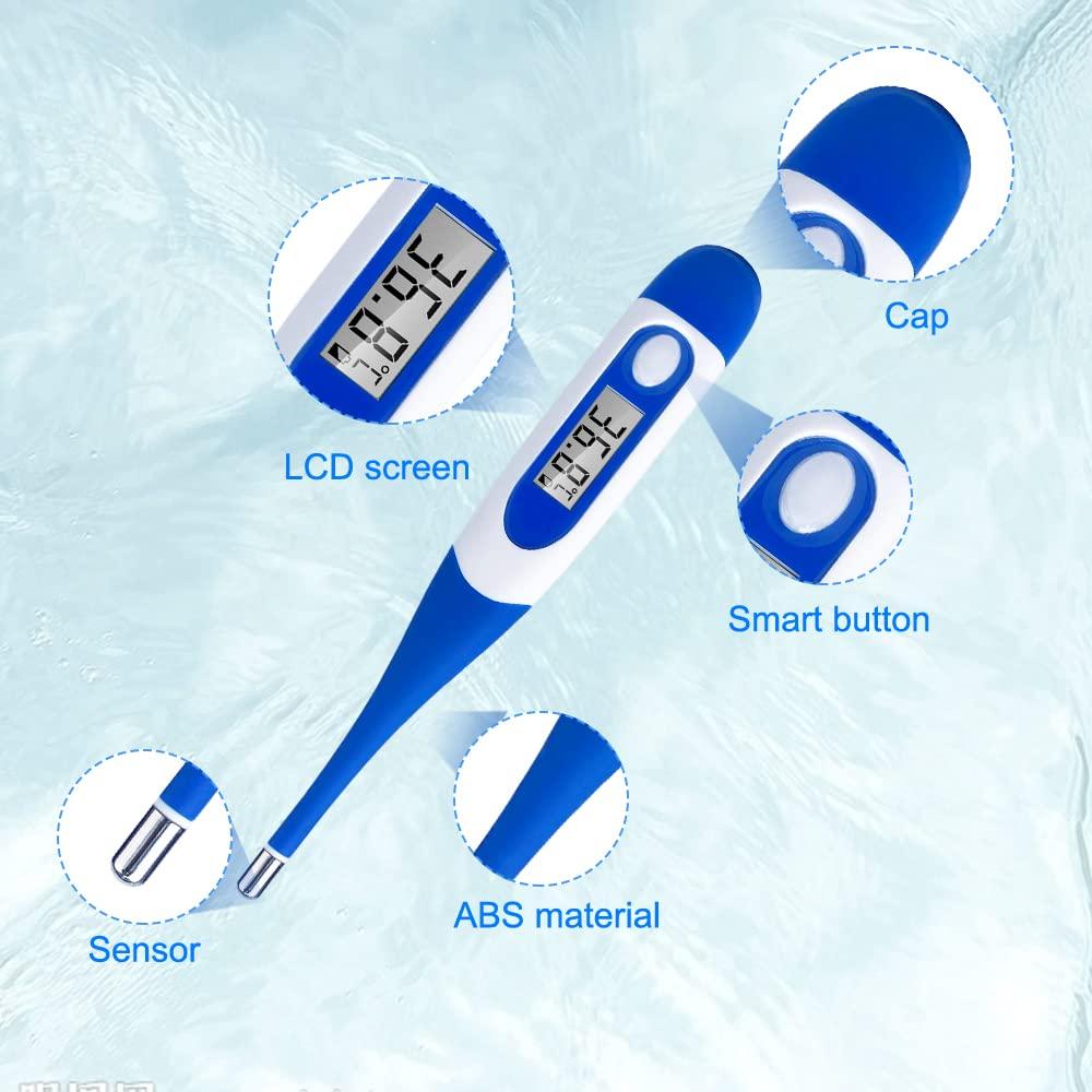 Berrcom Berrcom Digital Thermometer for Adults, Oral and Underarm Thermometer for Baby and Kids Medical Thermometer with Fever Alarm Rectal Thermometer with Soft Tips