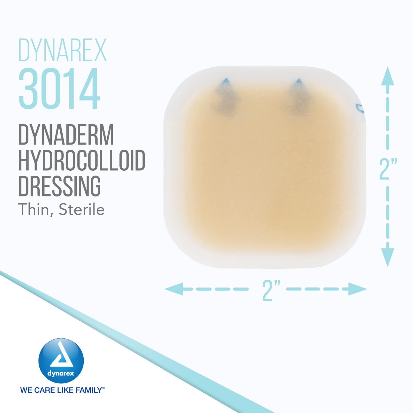 Dynarex Dynarex DynaDerm Hydrocolloid Dressings, Sterile Moist Bandages, 2" x 2," Thin & Latex-Free, Peel-Down Patches, 1 Case - 12 Boxes of 20 DynaDerm Hydrocolloid Dressings