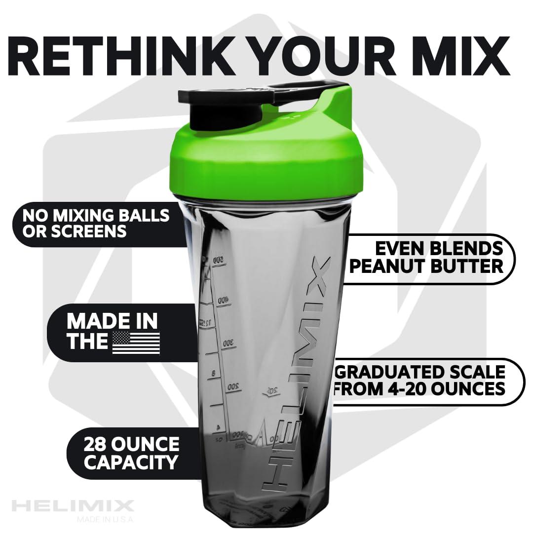 HELIMIX HELIMIX 2.0 Vortex Blender Shaker Bottle Holds upto 28oz | No Blending Ball or Whisk | USA Made | Portable Pre Workout Whey Protein Drink Shaker Cup | Mixes Cocktails Smoothies Shakes | Top Rack Safe