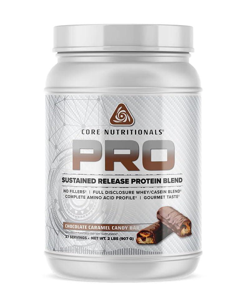 Core Nutritionals Core Nutritionals Pro Sustained Release Protein Blend, Digestive Enzyme Blend, 25G Protein, 2G Carb, 27 Servings (Chocolate Caramel Candy Bar)