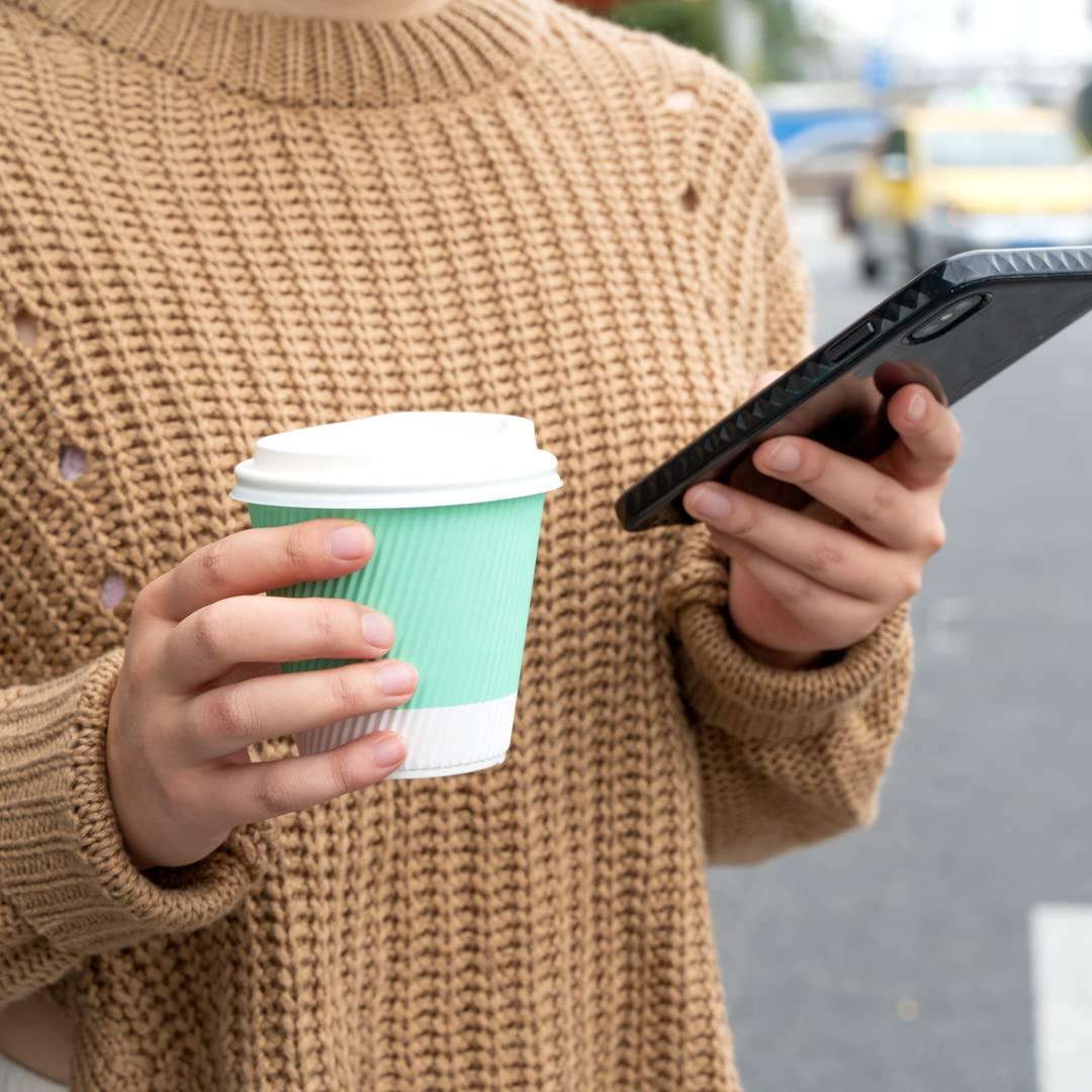 Restaurantware 8 Ounce Disposable Coffee Cups, 500 Double Wall Hot Cups For Coffee - Lids Sold Separately, Rippled Wall, Light Green Paper Insulated Coffee Cups, For Coffee, Tea And More-Restaurantware