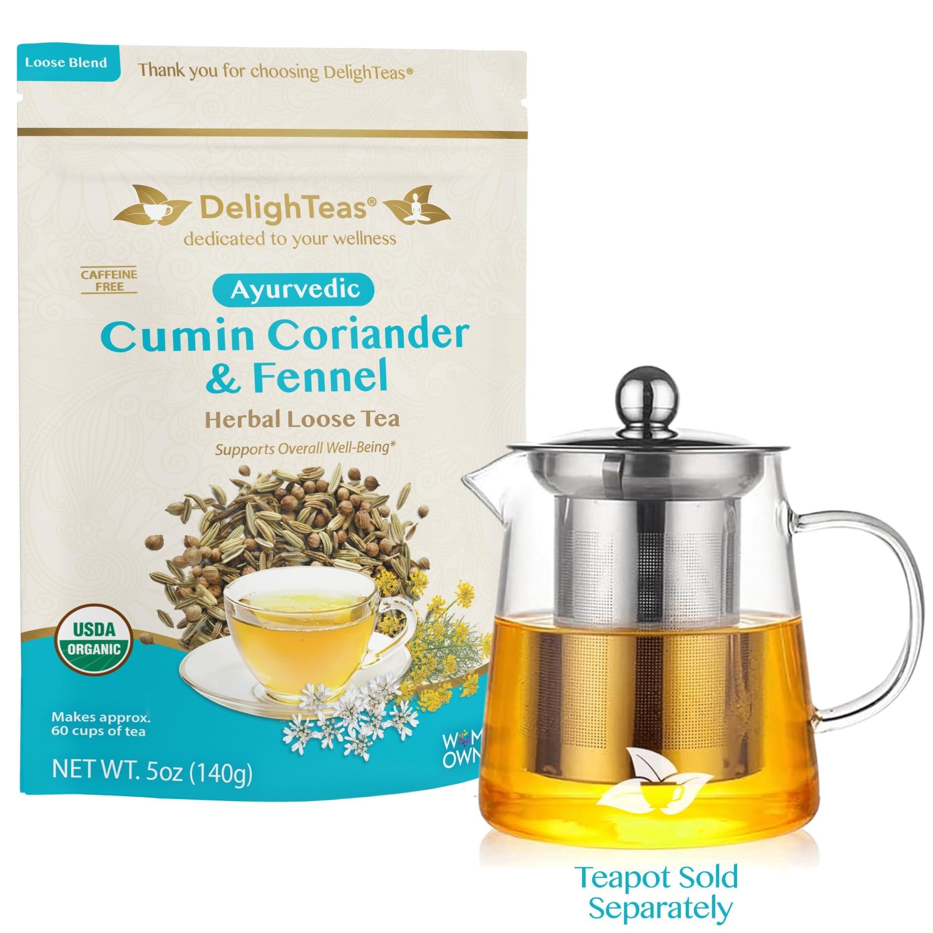 DelighTeas DelighTeas Organic Digest & Detox CCF Tea | Ayurvedic Cumin, Coriander, Fennel Loose Leaf Tea for Digestion, Detox Cleanse | USDA Organic, Non-GMO, Caffeine Free, Sugar Free | 60 Servings, 5 oz.