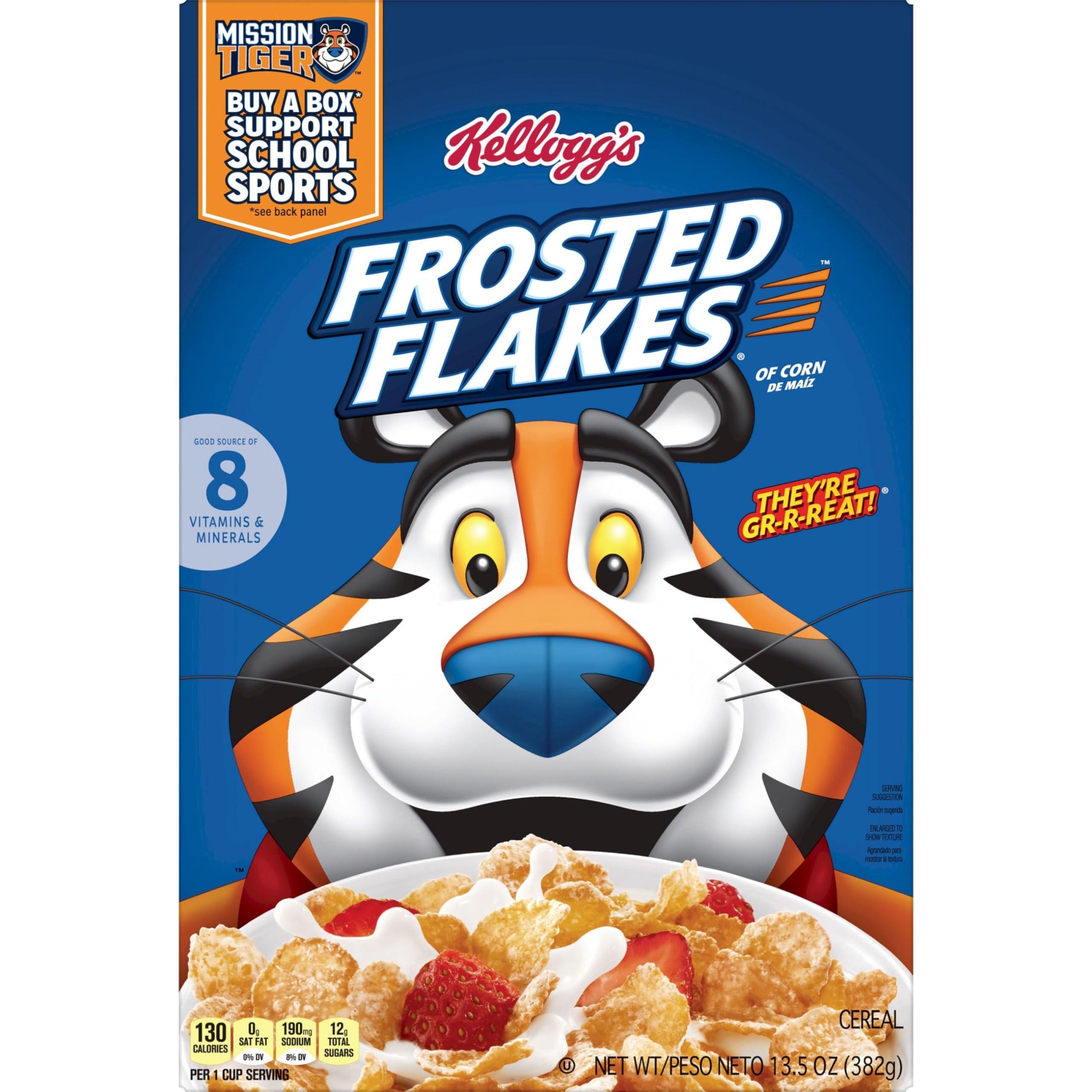 Frosted Flakes Kellogg\'s Frosted Flakes Breakfast Cereal, Kids Cereal, Family Breakfast, Original, 13.5oz Box (1 Box)
