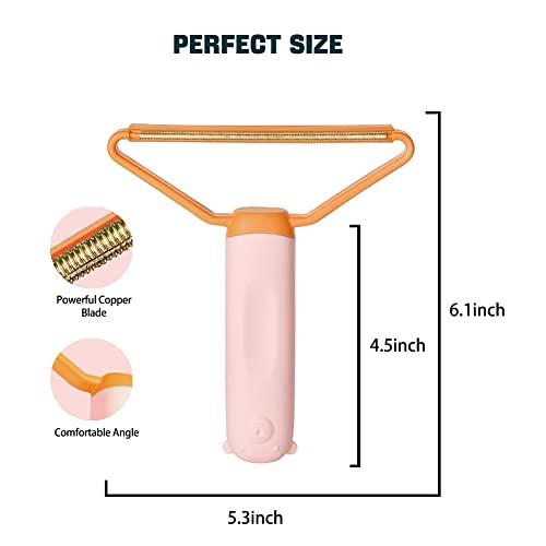 Generic Pet Hair Remover Portable, Dog Lint Remover,Cat Hair CleanerReusable Pet Hair and Lint Remover, Dual-Head Portable Cleaner for Carpet, Car and Fur, 3 Color Options for Rug Scraper Tool (Pink)