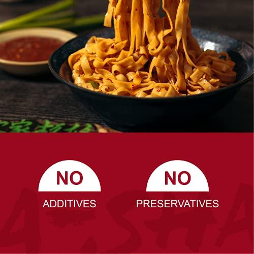 A-SHA Asha Healthy Ramen Noodles With Chili Sauce, Vegetarian Chili Ramen Noodles, Spicy Mala Ramen, Wavy and Wide Hakka Noodles, 1 bag, 5 Servings