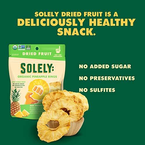SOLELY SOLELY Organic Dried Pineapple Rings, Large (Pack of 1) | One Ingredient | Vegan | Non-GMO | No Added Sugar