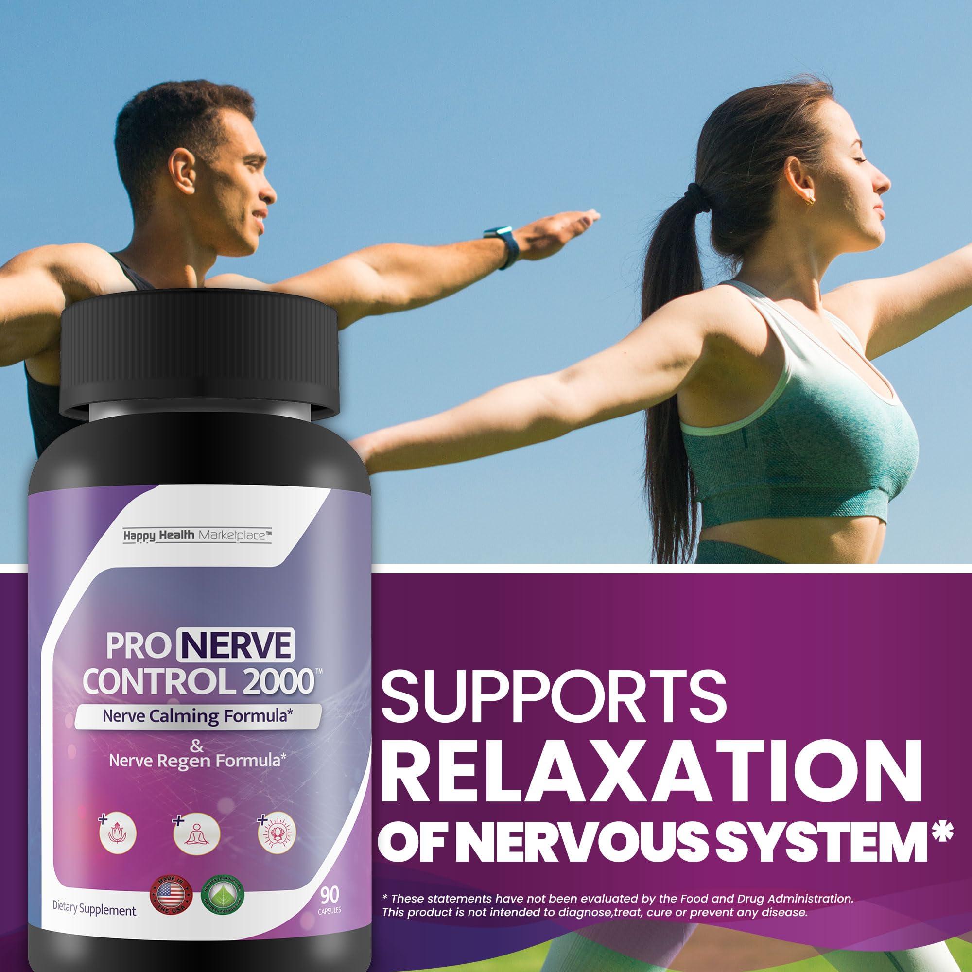 Happy Health Marketplace Pro Nerve Control 2000 - Nerve Support Supplement - Promote Healthy Nerve Control & Nerve Function with Nerve Support Vitamins & Antioxidants - Nerve Pain Supplements for Nerve Health Support