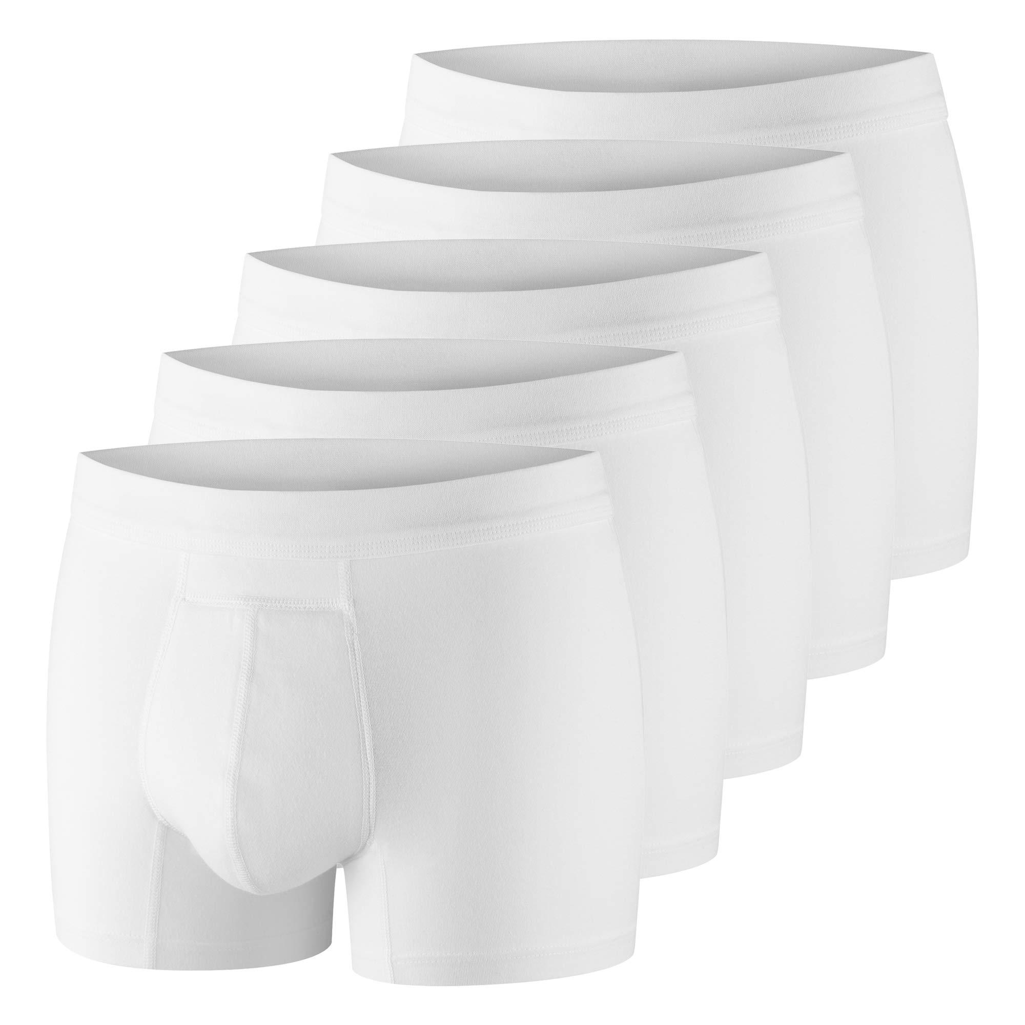 PROTECHDRY PROTECHDRY Washable & Reusable Urinary Incontinence Cotton Boxer Brief Underwear for Men - 5 Pack (Buy 4 Get 1 Free), White, Size XX-Large