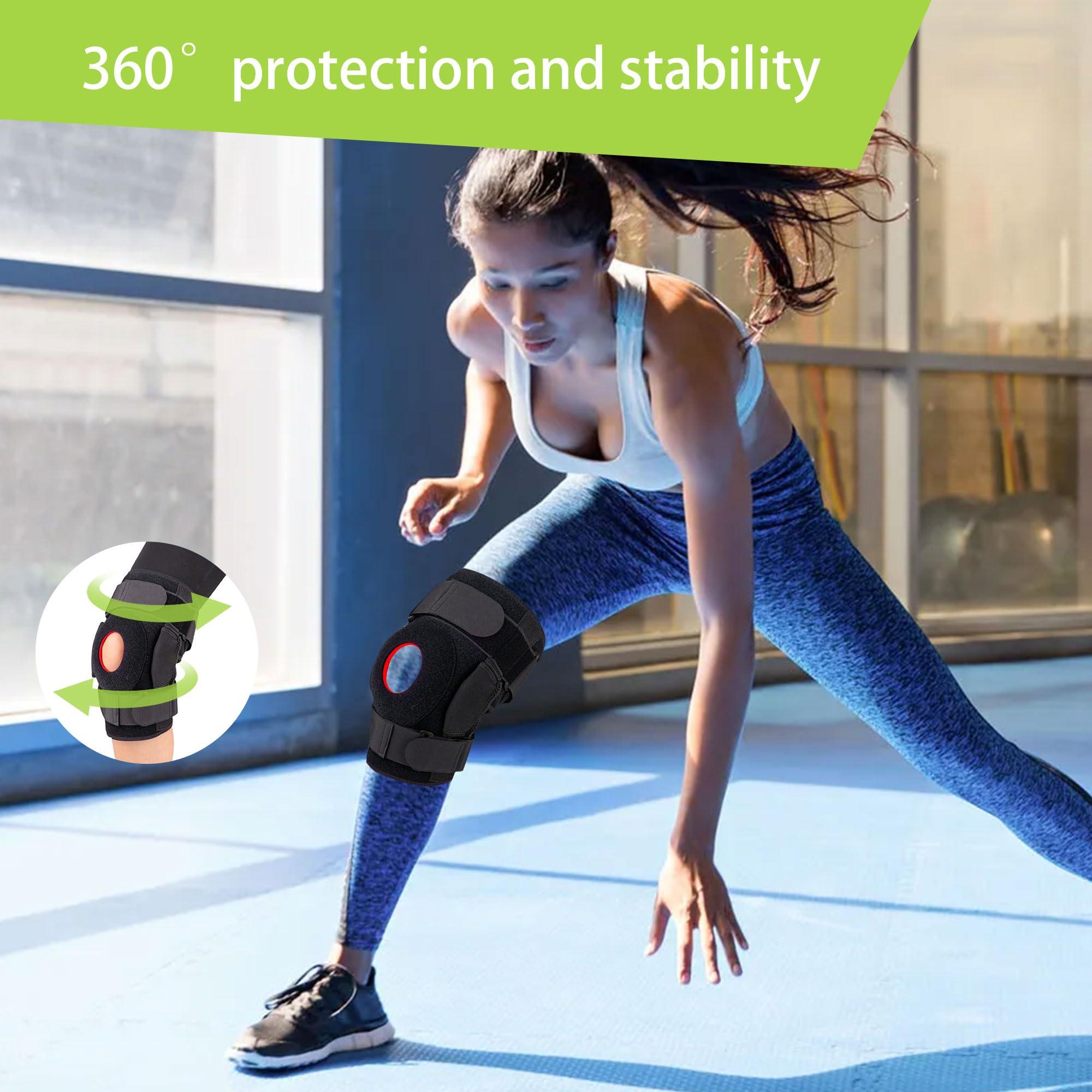 FocuBoody FocuBoody Adjustable Hinged Knee Braces With Dual Side Hinges Open Patella, Stable Support of The Knee, Pain Relief (L)