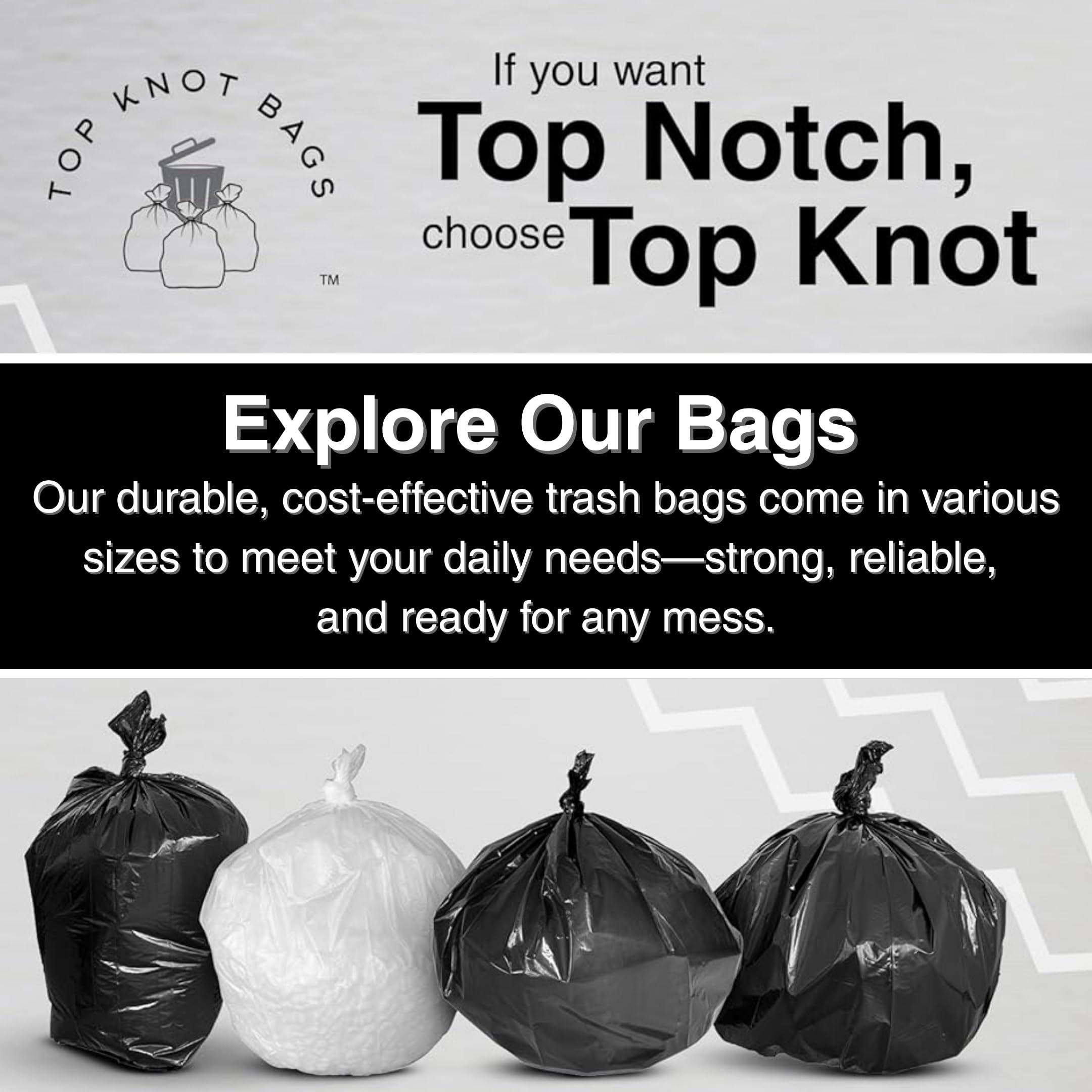 Top Knot Bags Top Knot Bags 33 Gallon Garbage Trash Bag 33X39\" 1.2 Mil Black 150 Count Can Liner Bulk 30 Gallon 31 Gallon 32 Gallon 34 Gallon 35 Gallon Made in USA