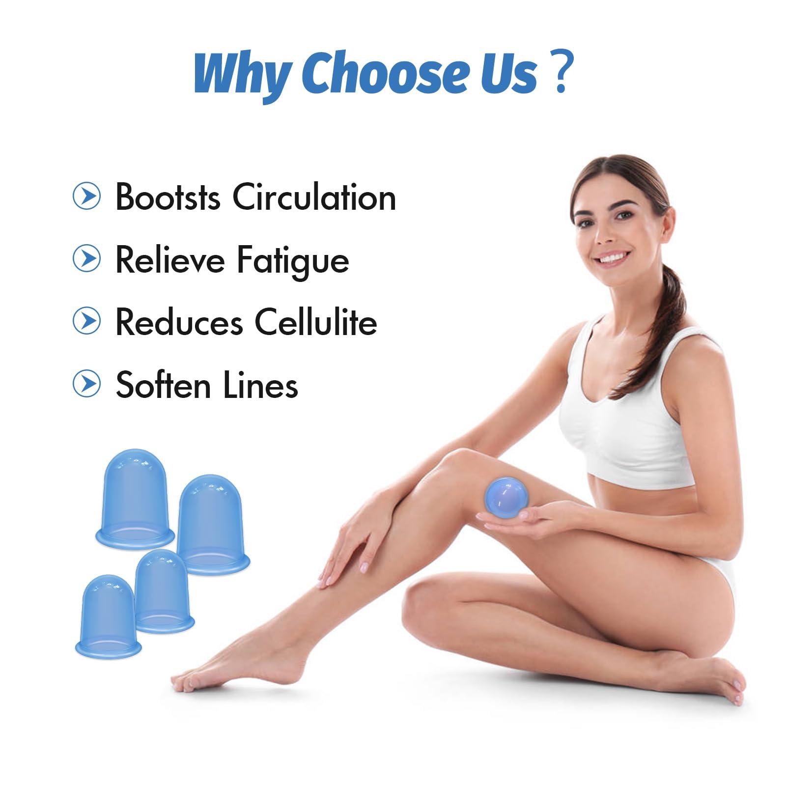 ELERA ELERA Silicone Cupping Therapy Sets, Cellulite Reduction Vacuum Cup - Cupping Kit for Massage Therapy (4 Cups)