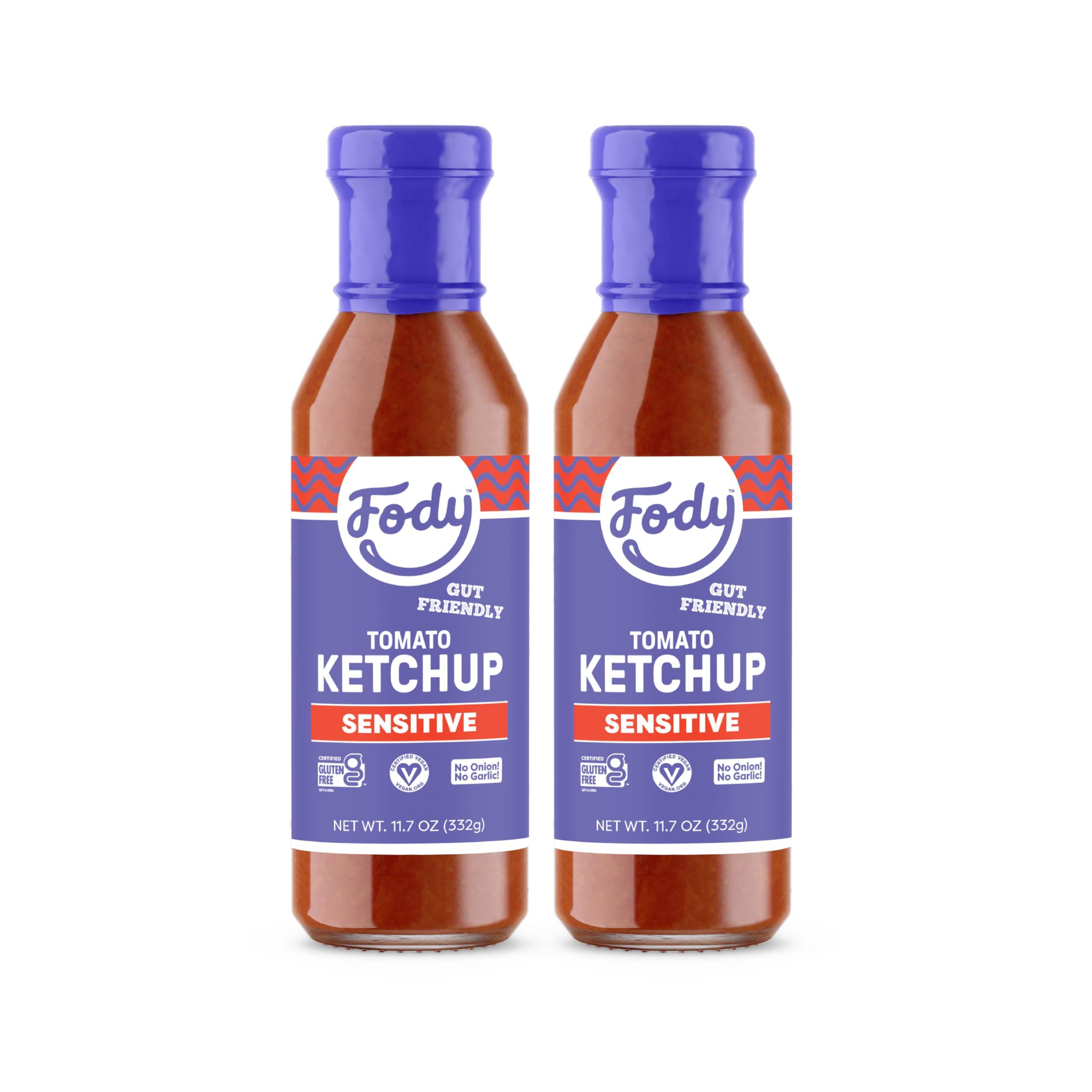 Fody Fody Foods Vegan Regular Tomato Ketchup, Low Fodmap Certified, Sensitive Recipe, Gut & IBS Friendly Condiment, Non GMO, 2 Pack