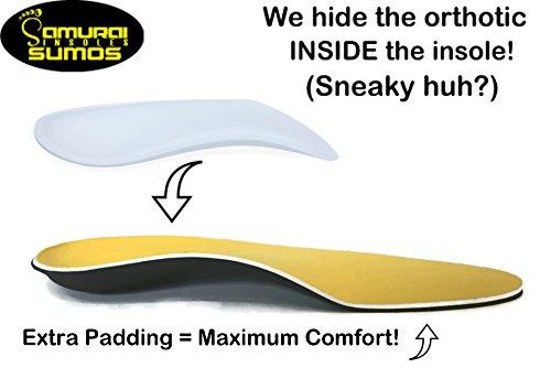 Samurai Insoles Samurai Insoles Sumos- Super-Padded Orthotics for Flat Feet- Perfect for Work Boots, Roomy Sneakers or Shoes (Mens 6-6 1/2 | Womens 8-8 1/2)