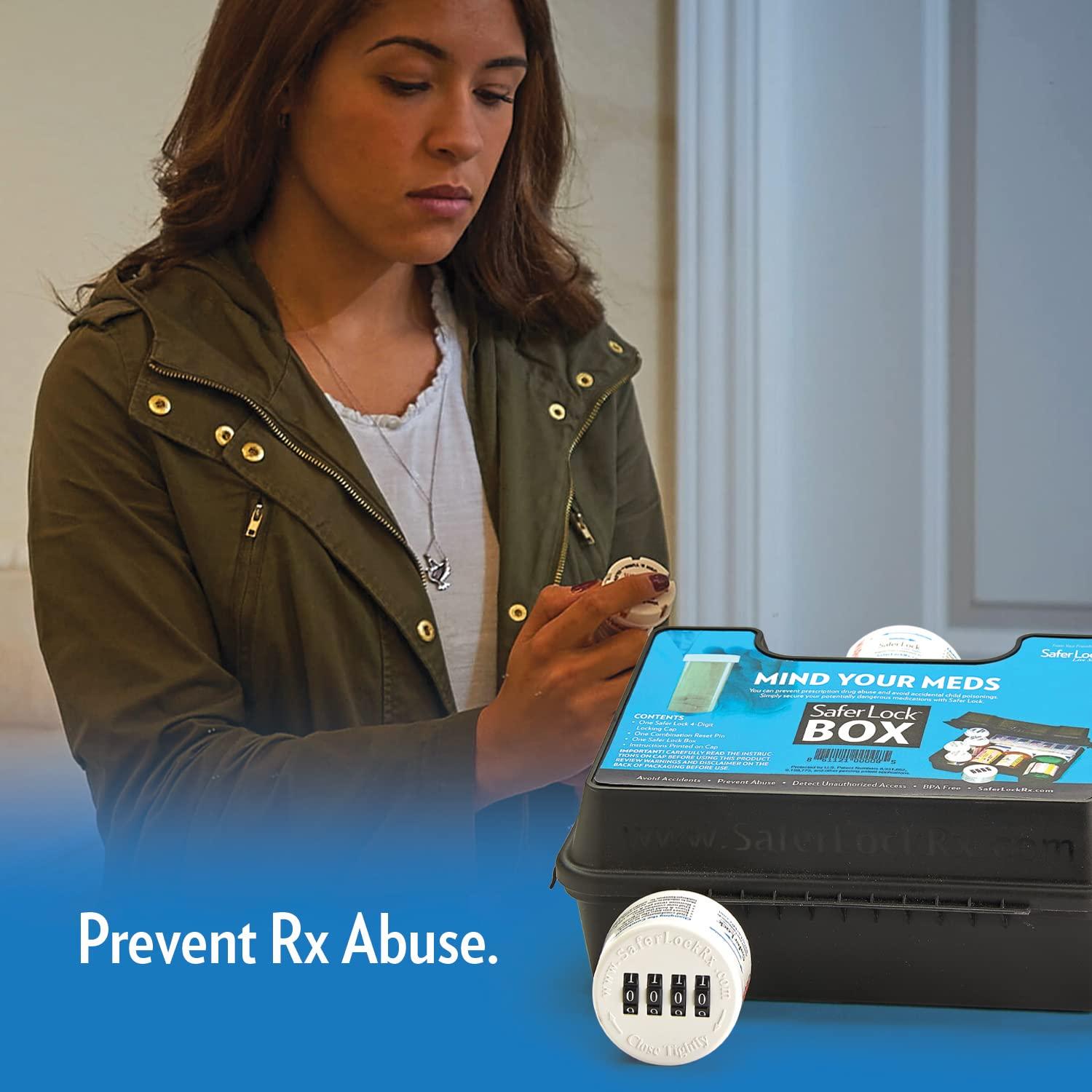 Safer Lock Safer Lock Medicine Lock Box - Tamper Evident & Abuse Deterrent Locking Medicine Box, Resettable Combination Lock Box for Medicine - Medication Lock Box, Senior Friendly Lockbox for Medication - Black