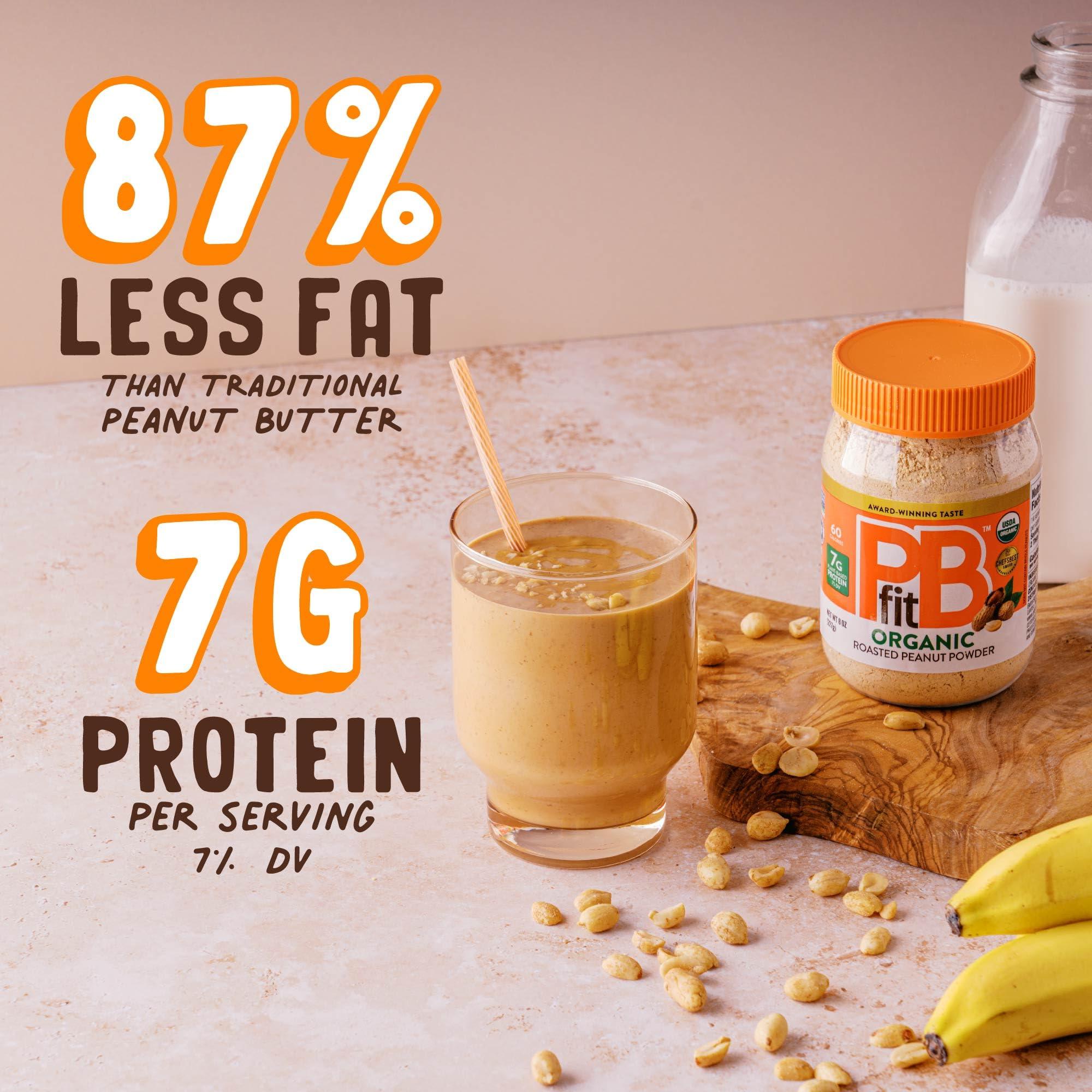 PBfit PBfit 8 Ounce Organic Peanut Butter Powder, Powdered Peanut Spread from Real Roasted Pressed Peanuts, 7g of Protein 7% DV, Gluten-Free, 60 calories, 87% less fat (Pack of 1)