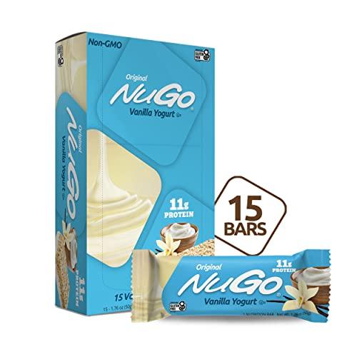 NuGo NuGo Protein Bar, Vanilla Yogurt, 11g Protein, Gluten Free, 15 bars and NuGo Plant Protein Powder, Vanilla, 20g Vegan Protein, Low Sugar, 26 servings