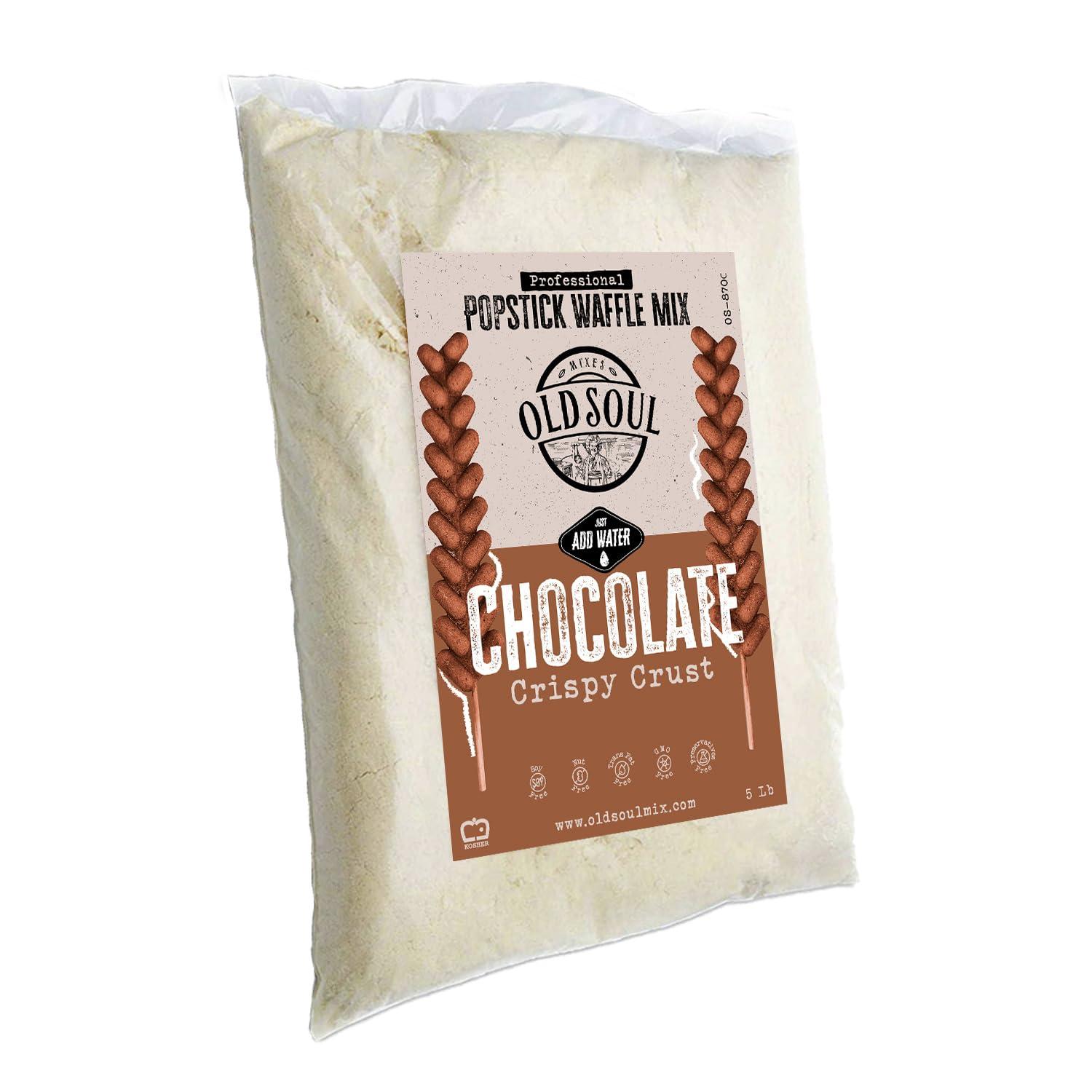 MIXES OLDSOUL OldSoul Professional Popstick Waffle Mix | GLUTEN FREE | Stick Waffles Dough Mix | Chocolate Flavor | 5 Lbs | 112 Waffles (5 Lbs, Gluten Free)