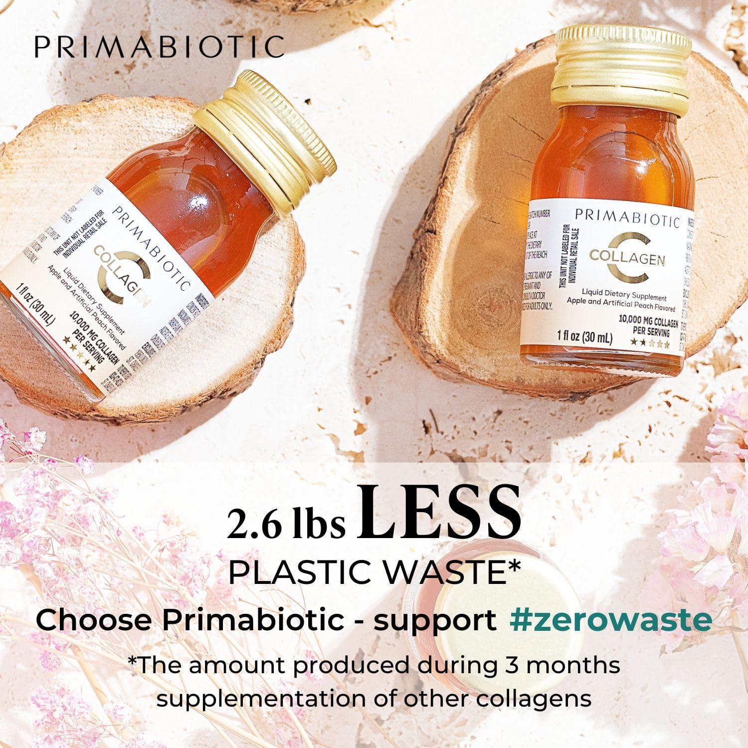 Primabiotic PRIMABIOTIC Liquid Collagen - High Collagen Content [10,000 Mg] Per Serving - Hydrolyzed Collagen and 12 Vitamins - Gluten Free- 900 Ml - Pack of 30 Bottles x 30 Ml