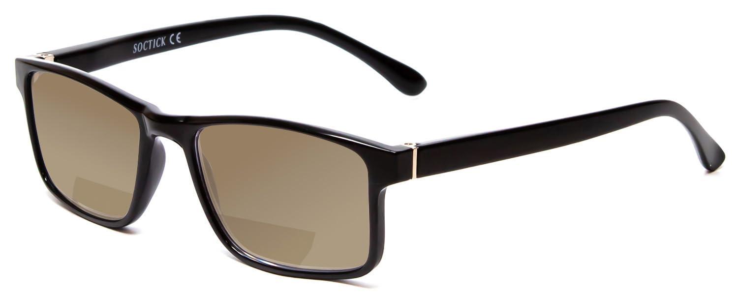 Calabria Calabria Polarized BiFocal Reading Sunglasses +1.25 Black/Amber Brown Men Women Trendy Bi-Focal Sun Glasses Readers Fashion