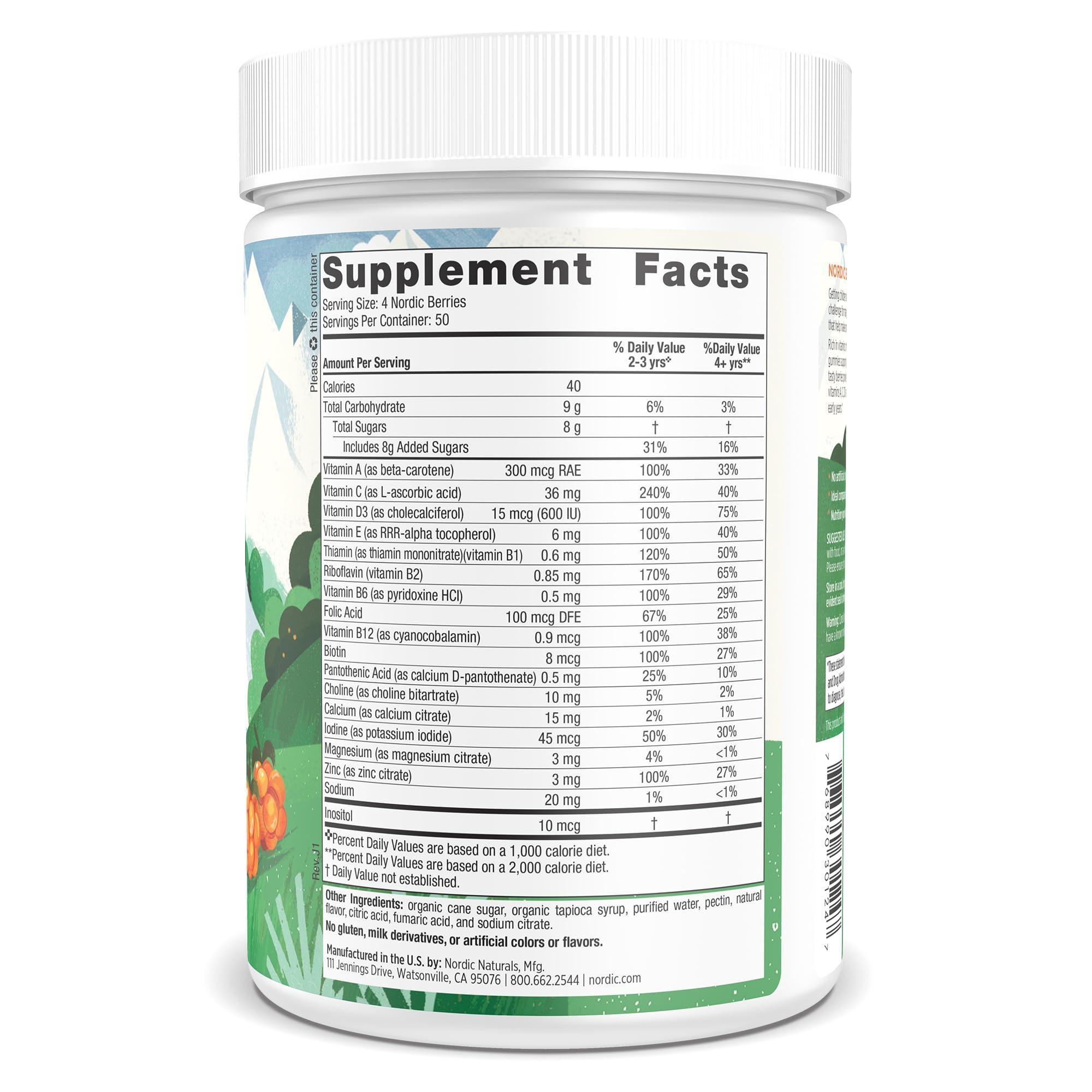 Nordic Naturals Nordic Naturals Nordic Berries, Citrus - 200 Gummy Berries - Great-Tasting Multivitamin for Ages 2+ - Growth, Development, Optimal Wellness - Non-GMO, Vegetarian - 50 Servings