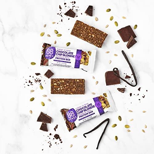 88 Acres 88 Acres Vegan Seed Protein Bar | 12g Plant Based Protein Per Bar, Gluten Free, Nut Free, Non GMO, School Safe, No Palm Oil | 9 Pack, 1.9 oz (Chocolate Chip Blondie)