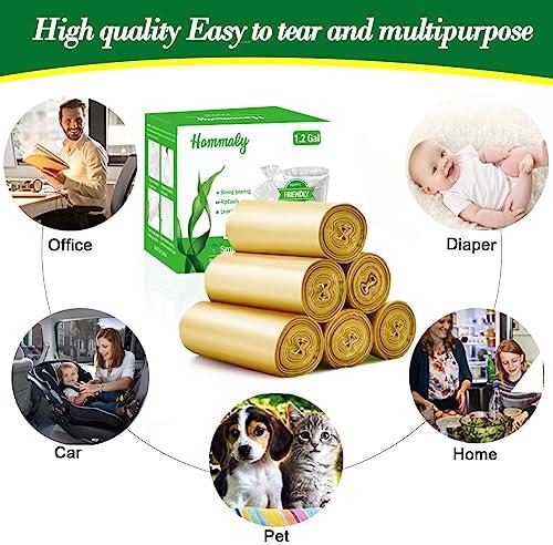 Hommaly Hommaly 1.2 Gallon 240 pcs Small Golden Trash Bags, Strong Garbage Bags, Bathroom Gold Trash Can Bin Liners Unscented, Mini Plastic Bags for Office, Waste Basket Liner, Fit 4.5 Liters, 0.5-1.2 Gal