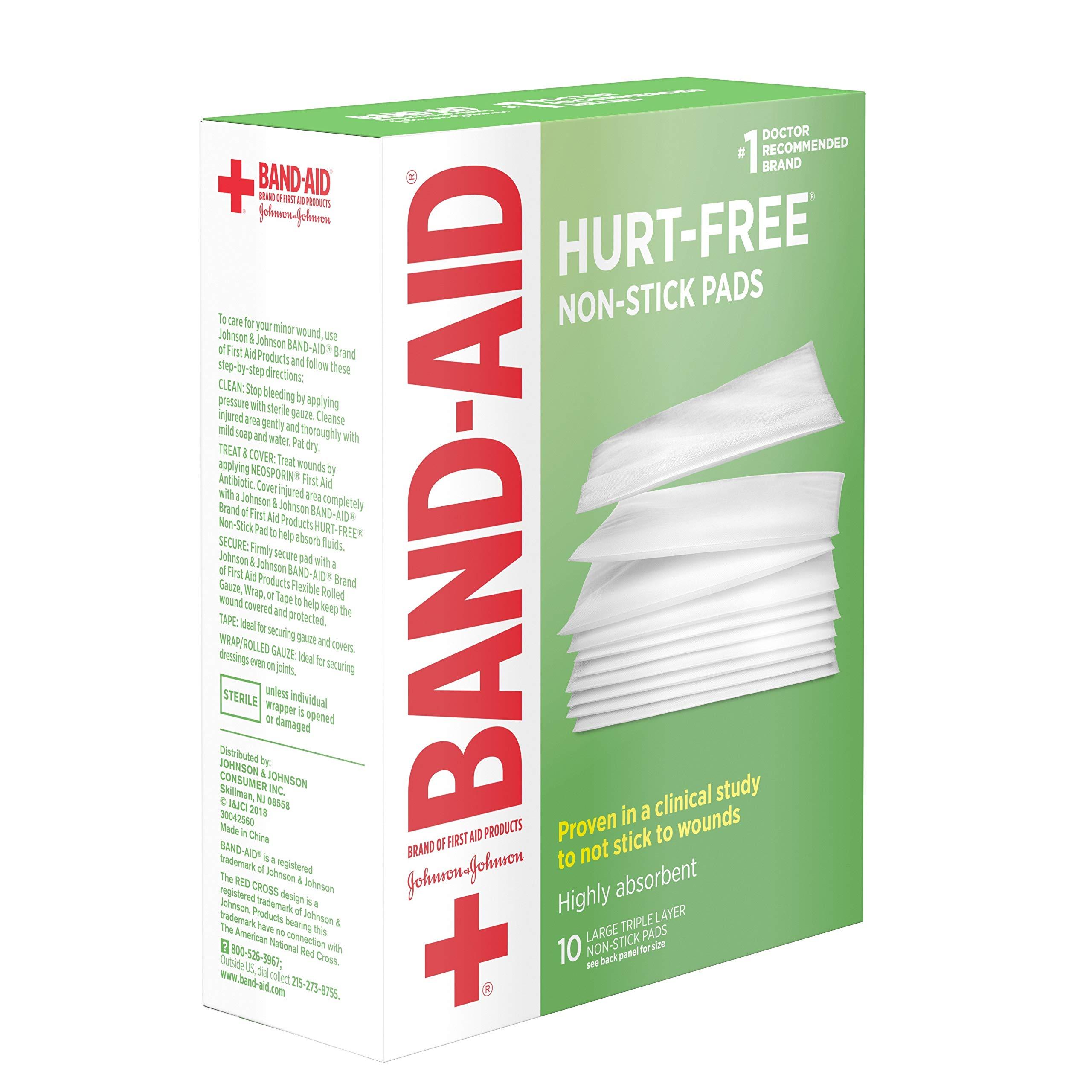 Band-Aid Band-Aid Brand Adhesive Bandages, Large Hurt-Free Non-Stick Pads, 3-Inch x 4-Inch Pads, 10 Count, 3 Pack